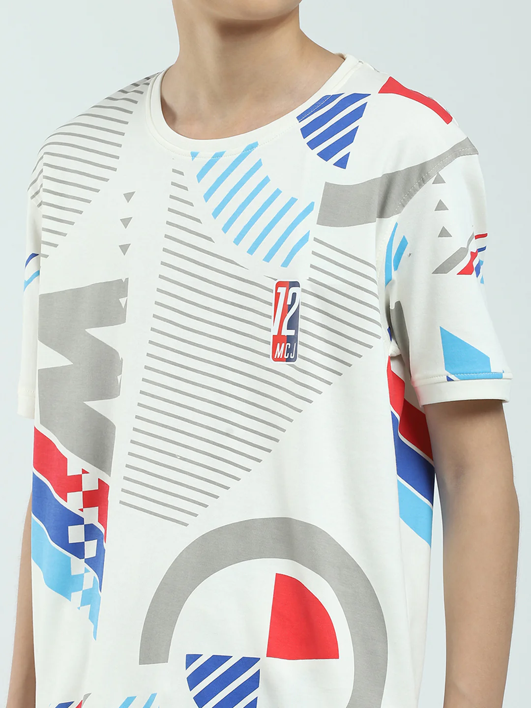 Boys White Printed Round Neck Half Sleeve Bermuda Set - Image 8