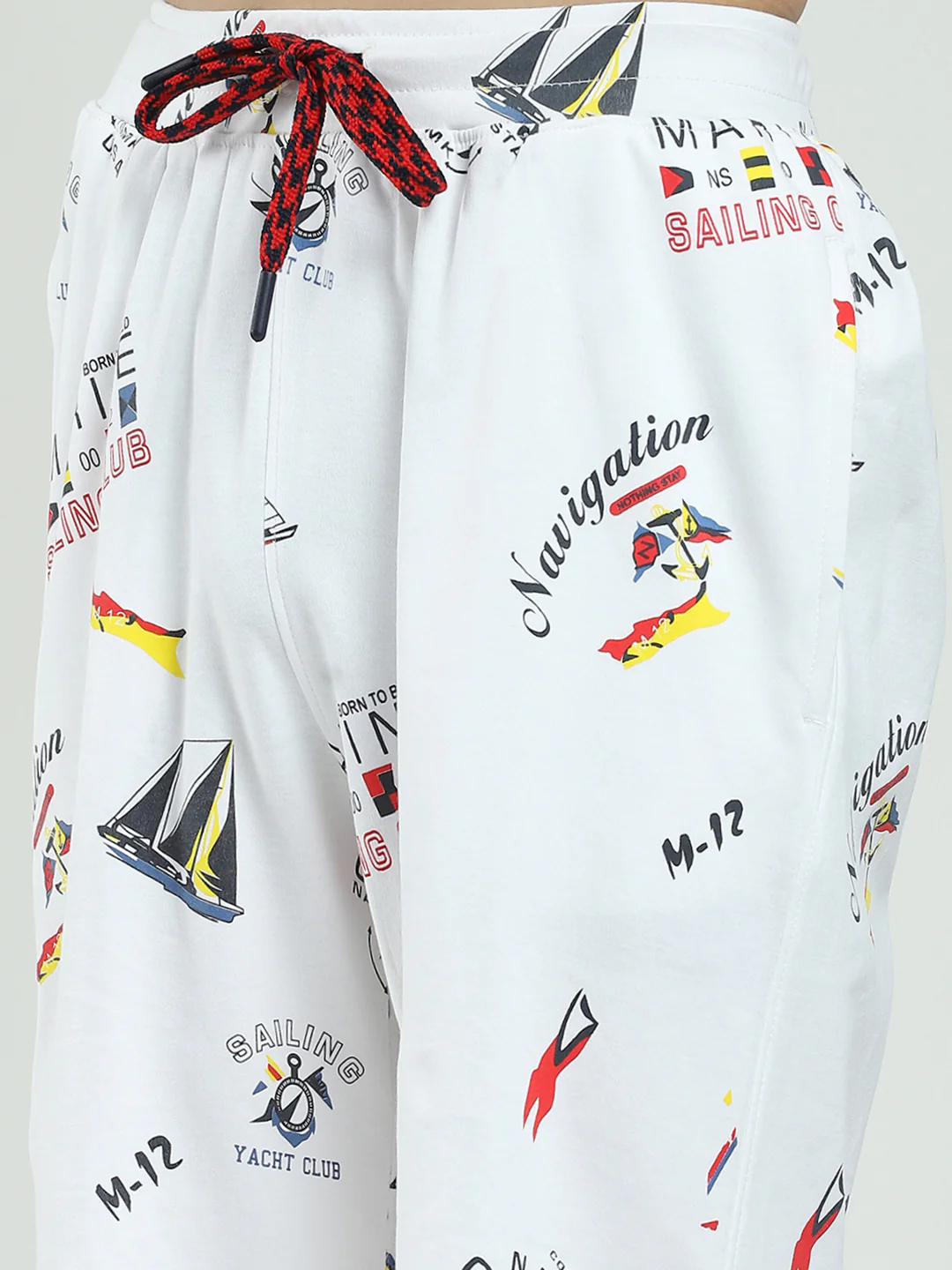 Boys White Printed Round Neck Half Sleeve Bermuda Set - Image 9