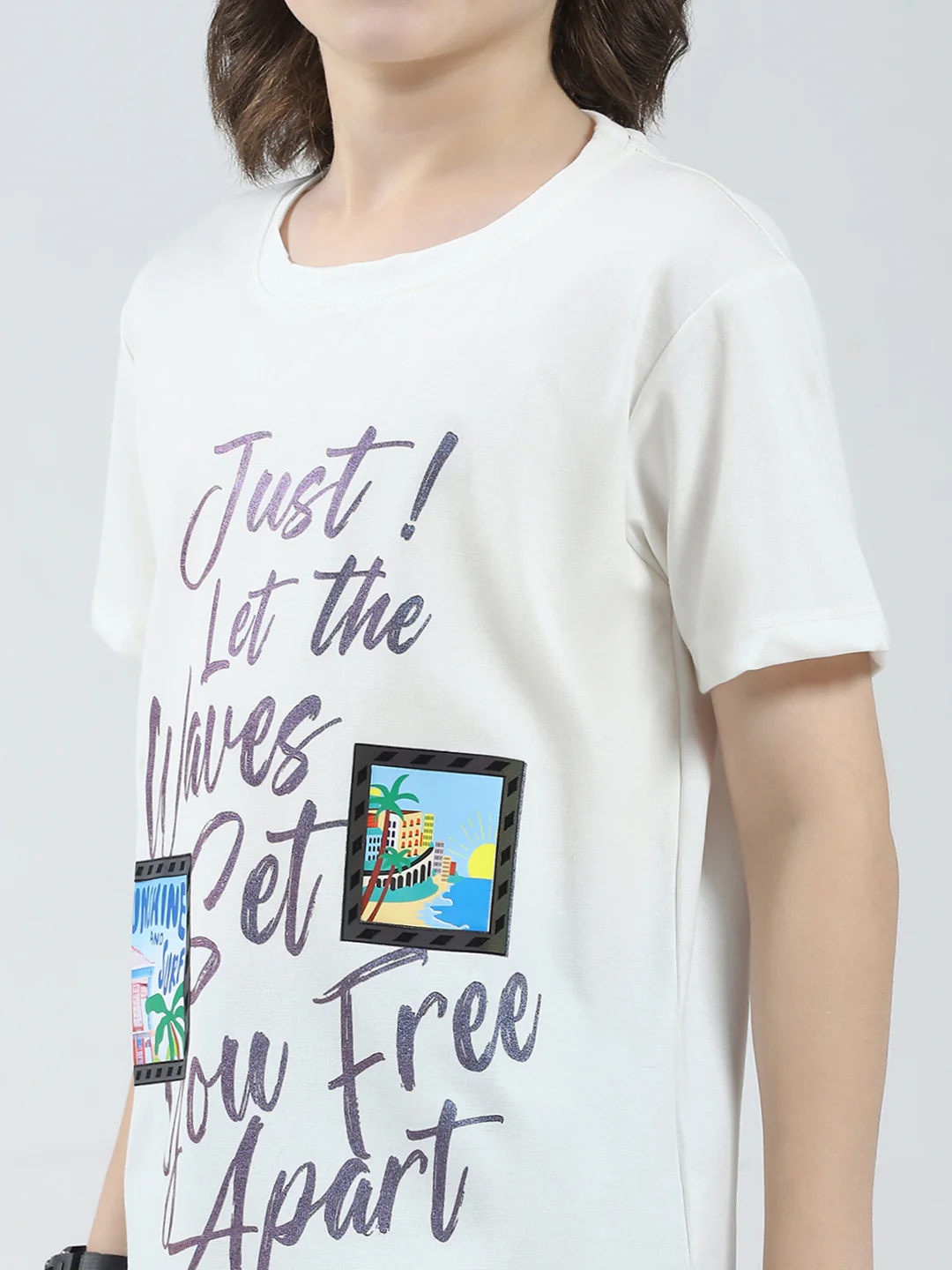 Boys White Printed Round Neck Half Sleeve T-Shirt - Image 6