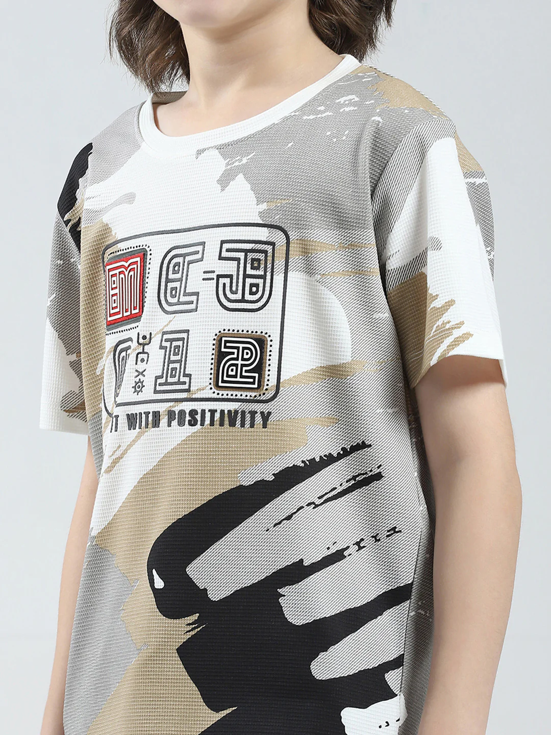 Boys White Printed Round Neck Half Sleeve T-Shirt - Image 6