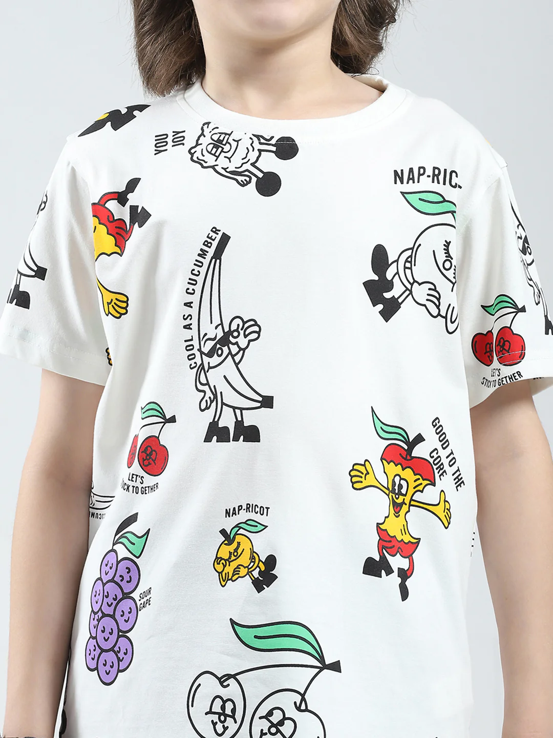 Boys White Printed Round Neck Half Sleeve T-Shirt - Image 6