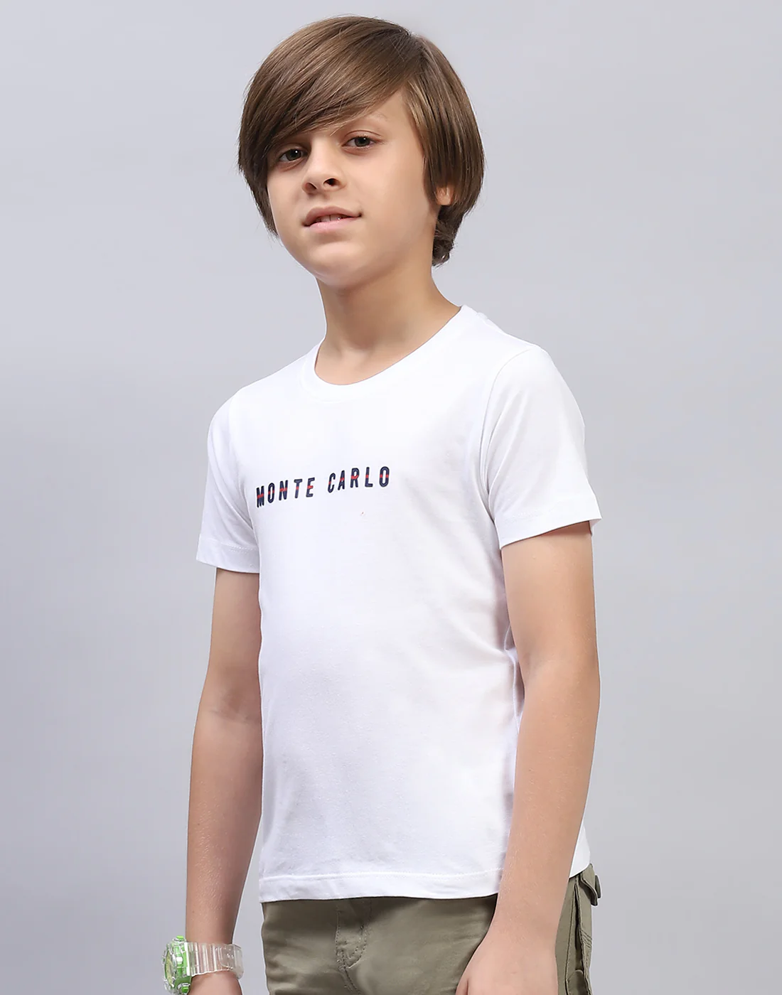Boys White Solid Round Neck Half Sleeve T-Shirt - Image 3
