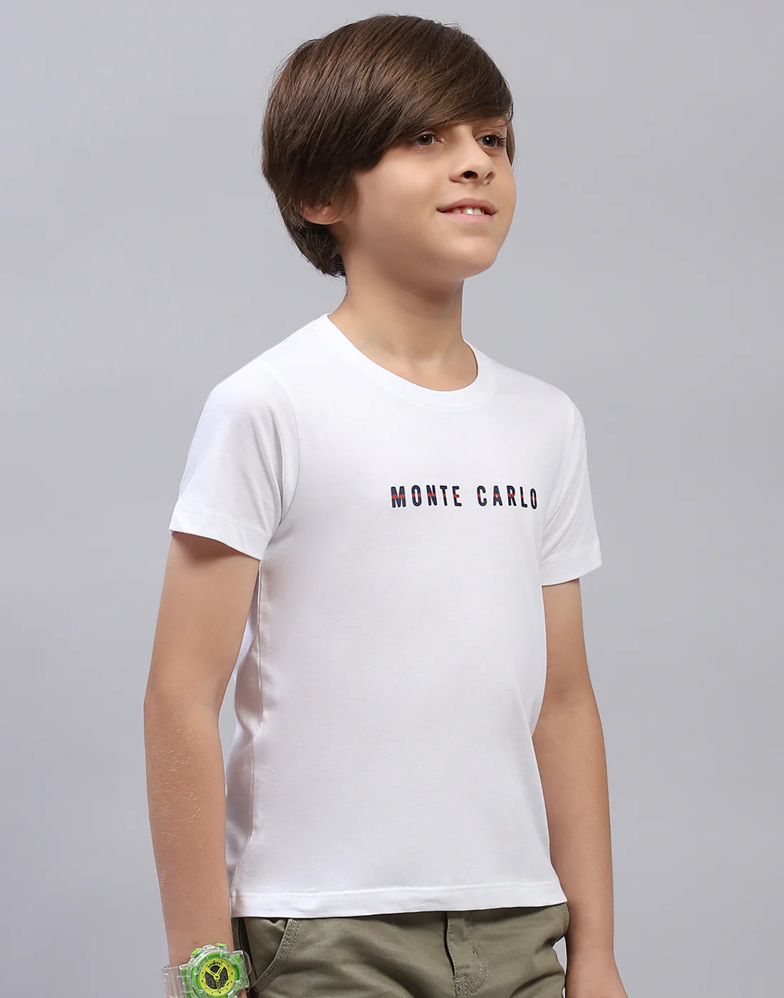 Boys White Solid Round Neck Half Sleeve T-Shirt - Image 4