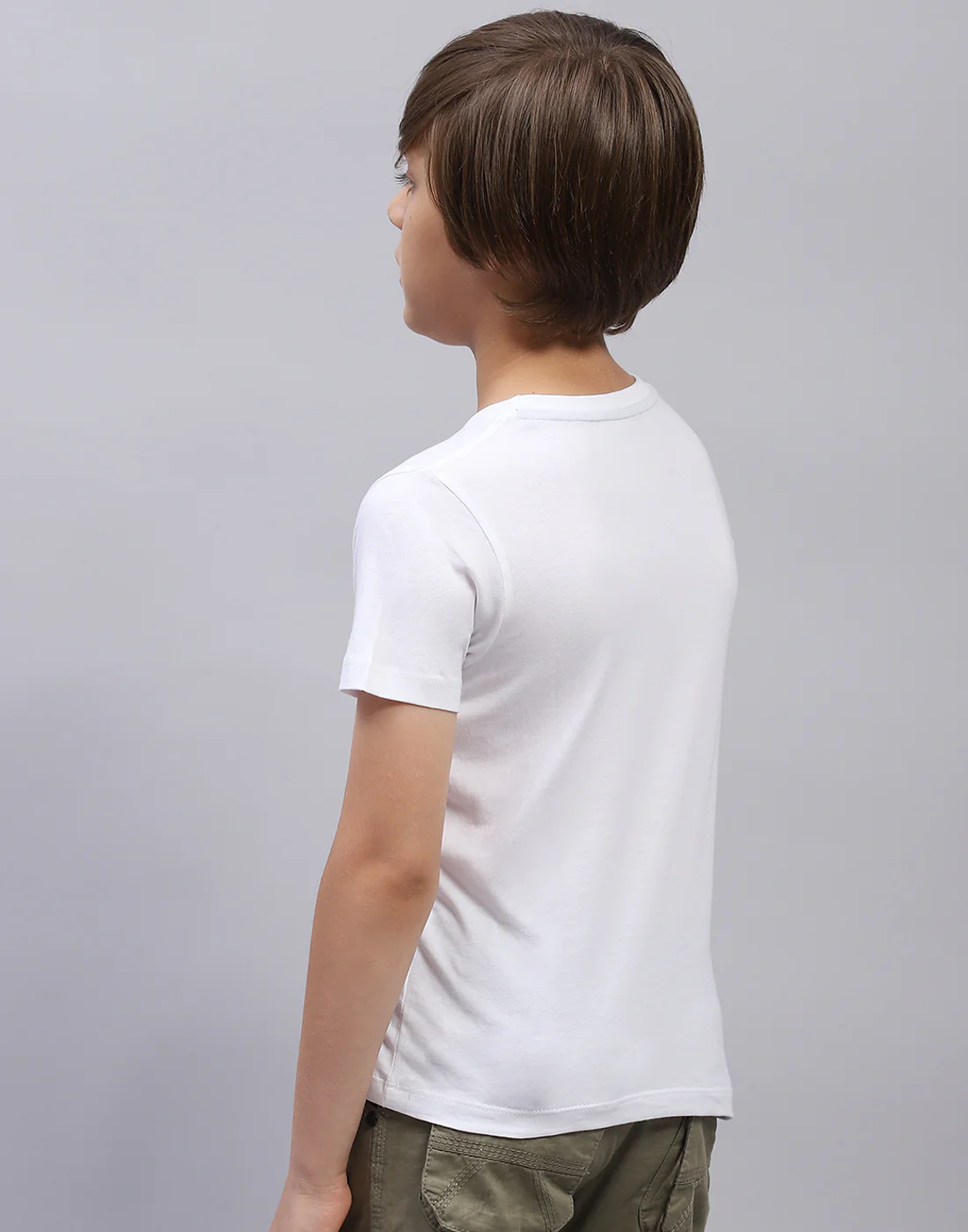 Boys White Solid Round Neck Half Sleeve T-Shirt - Image 5