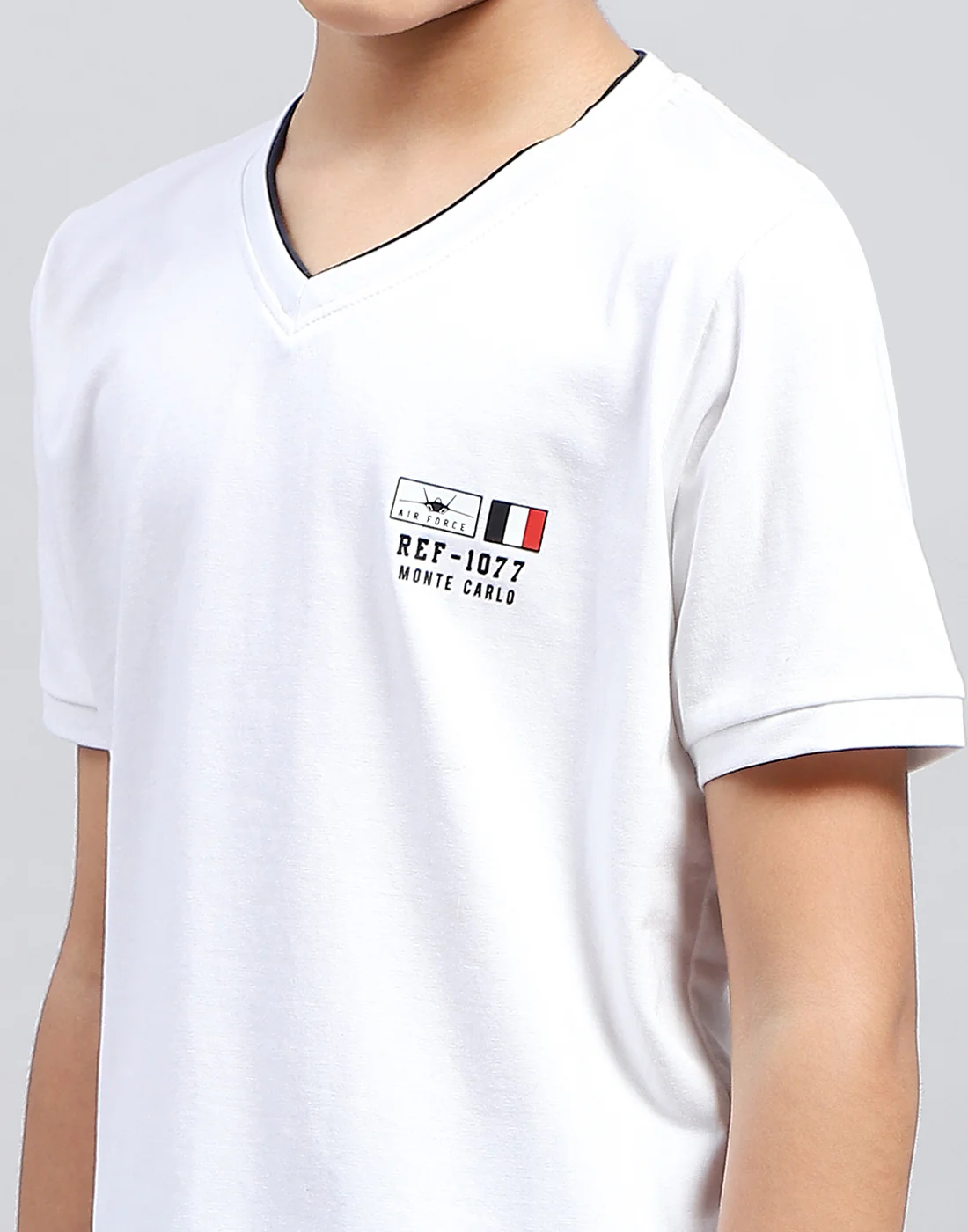 Boys White Solid V Neck Half Sleeve T-Shirt - Image 7