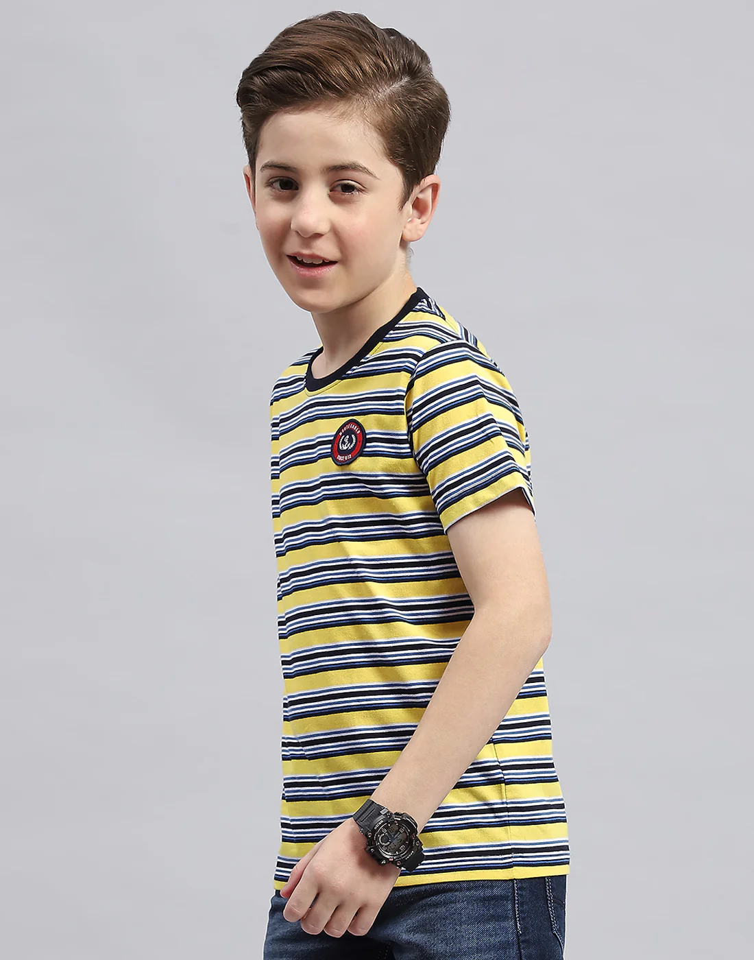 Boys Yellow, Aqua Blue & Coral Printed Round Neck Half Sleeve T-Shirt (Pack of 3) - Image 11