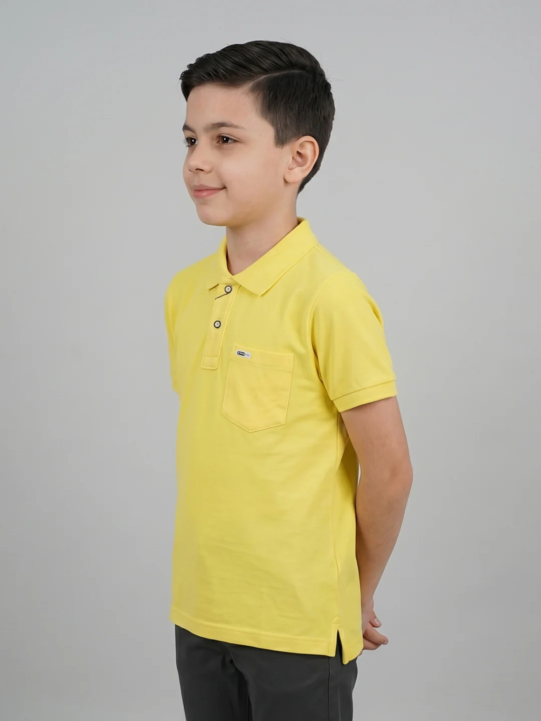 Boys Yellow Printed Collar Half Sleeve T-Shirt - Image 3