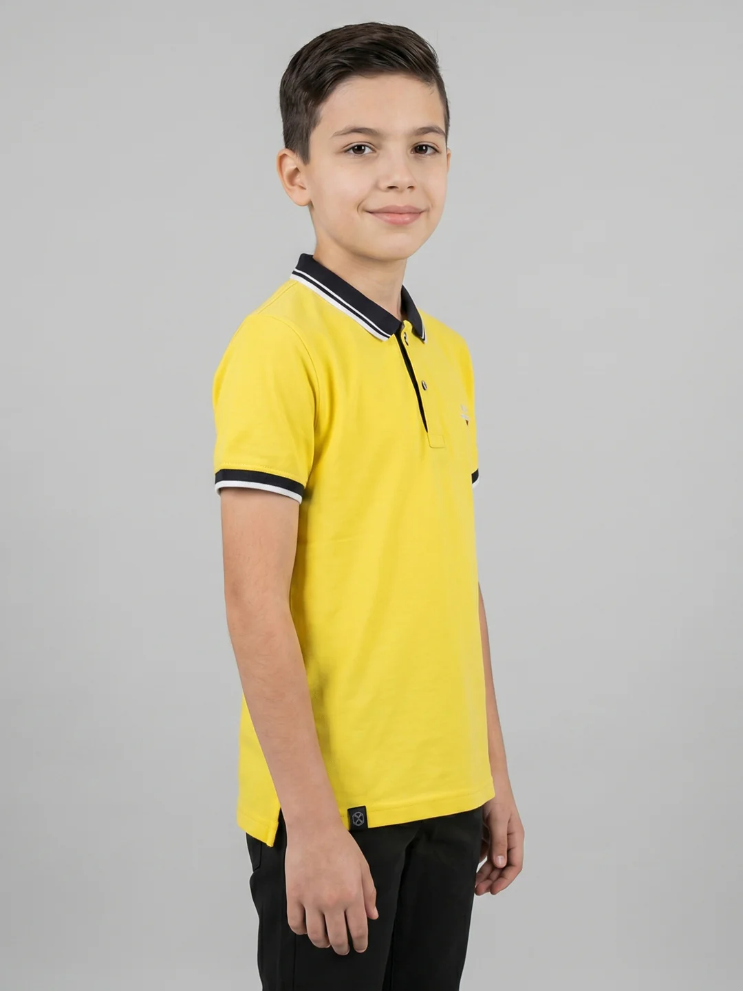 Boys Yellow Printed Collar Half Sleeve T-Shirt - Image 2