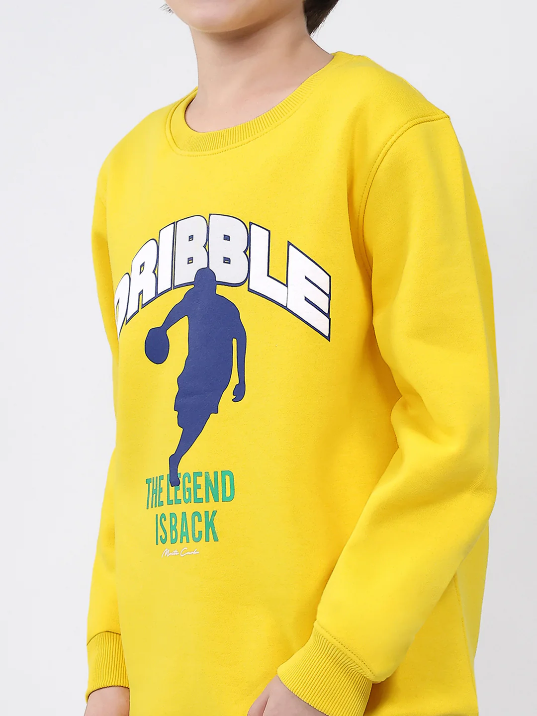 Boys Yellow Printed Round Neck Full Sleeve Sweatshirt - Image 6