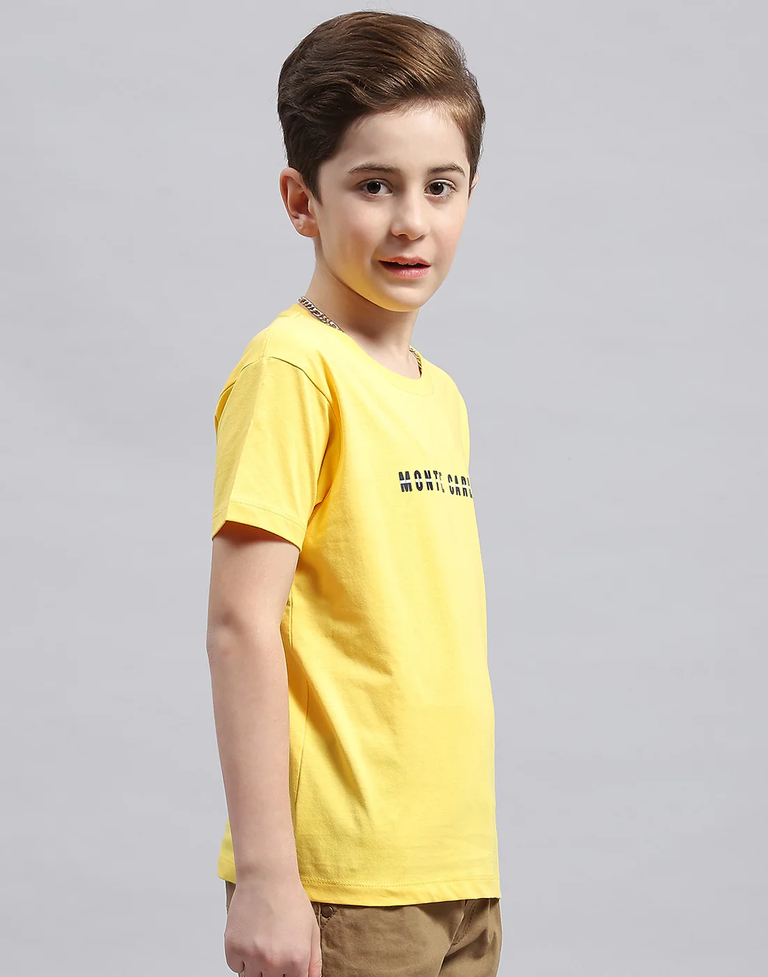 Boys Yellow Printed Round Neck Half Sleeve T-Shirt - Image 4