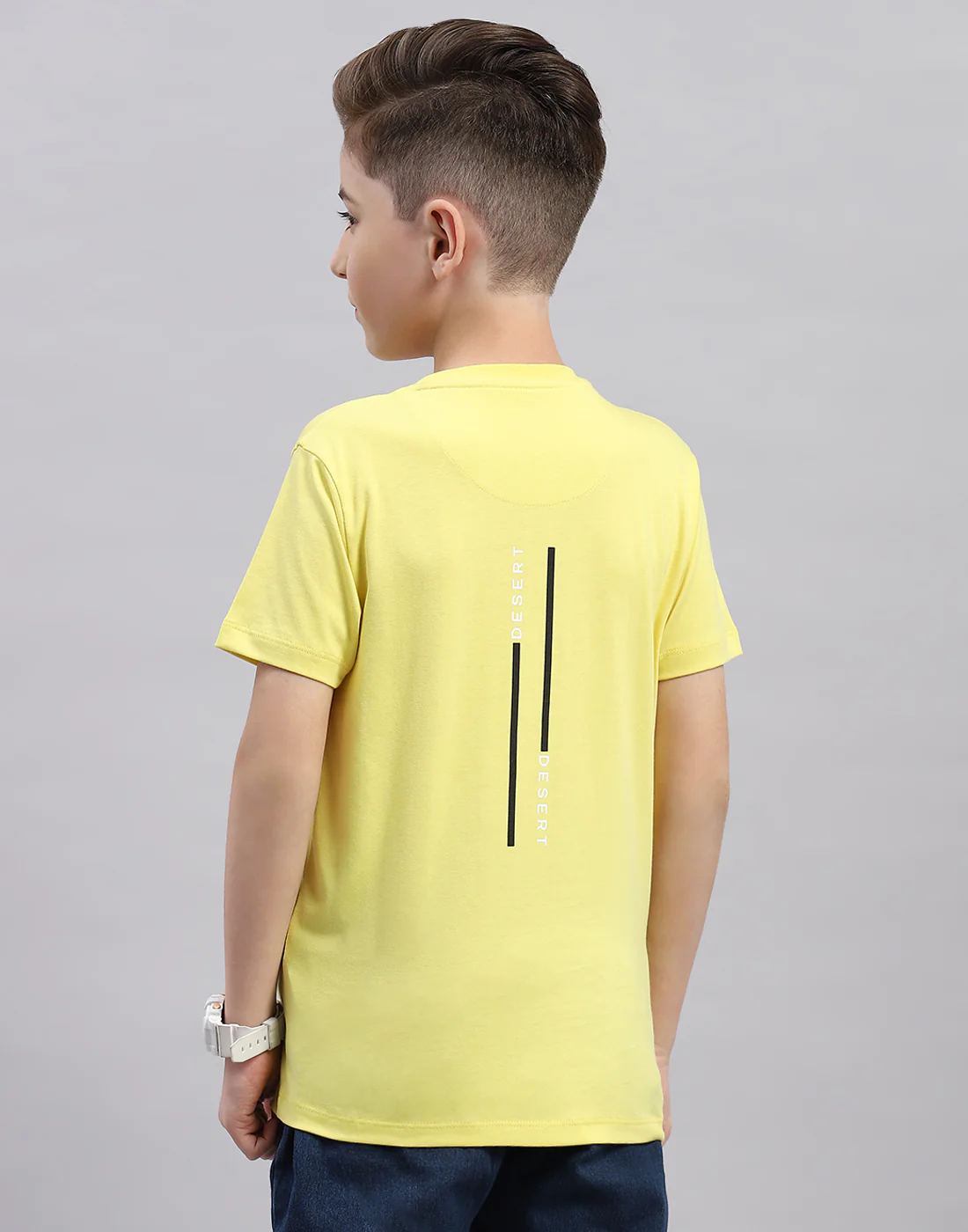 Boys Yellow Printed Round Neck Half Sleeve T-Shirt - Image 5