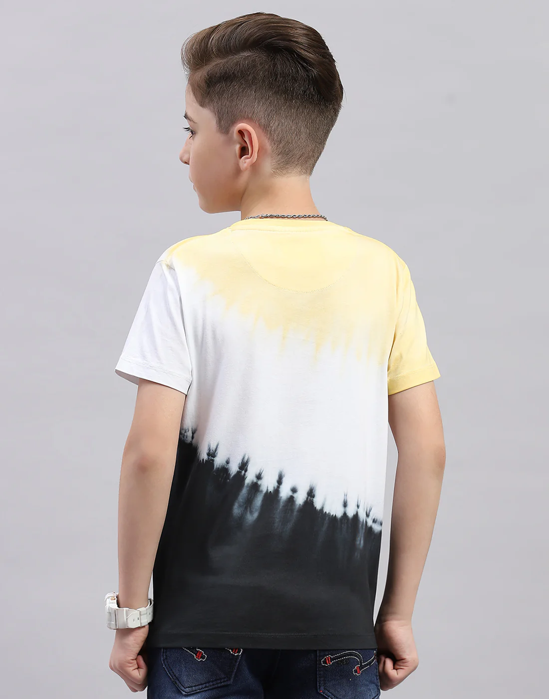 Boys Yellow Printed Round Neck Half Sleeve T-Shirt - Image 5