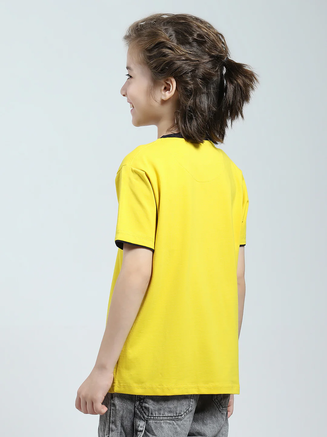 Boys Yellow Printed Round Neck Half Sleeve T-Shirt - Image 5
