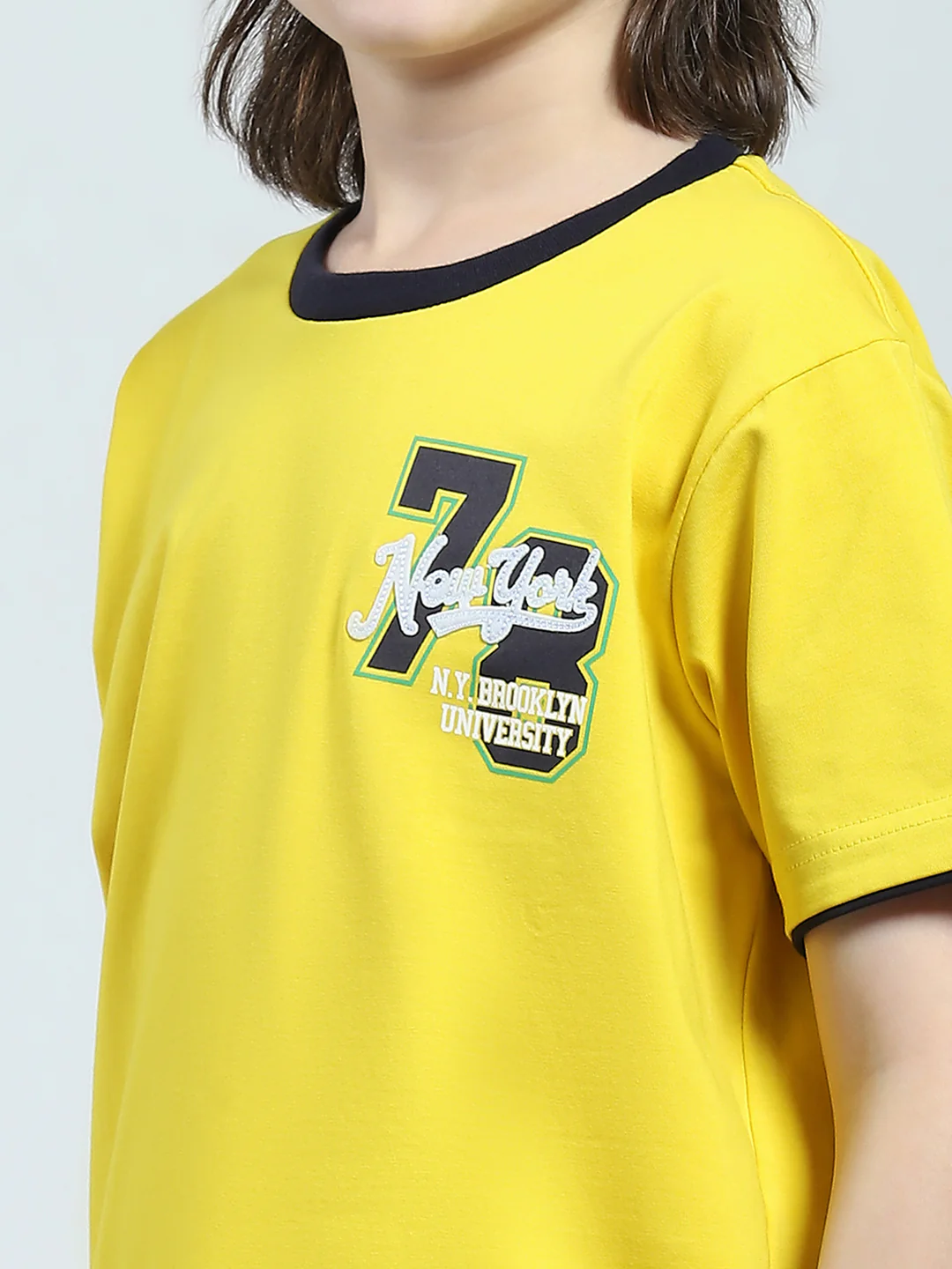 Boys Yellow Printed Round Neck Half Sleeve T-Shirt - Image 6