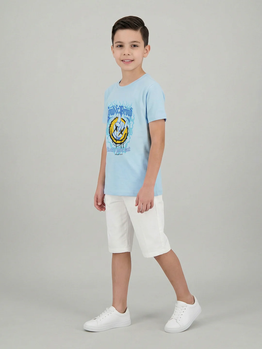 Boys Yellow & Sky Blue Printed Round Neck Half Sleeve T-Shirt (Pack of 2) - Image 4
