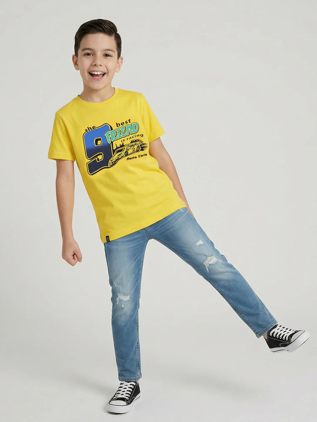 Boys Yellow & Sky Blue Printed Round Neck Half Sleeve T-Shirt (Pack of 2) - Image 6