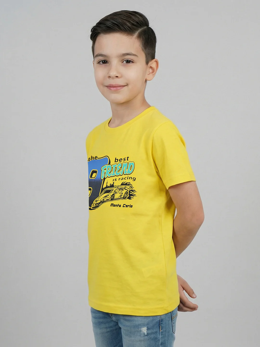Boys Yellow & Sky Blue Printed Round Neck Half Sleeve T-Shirt (Pack of 2) - Image 9