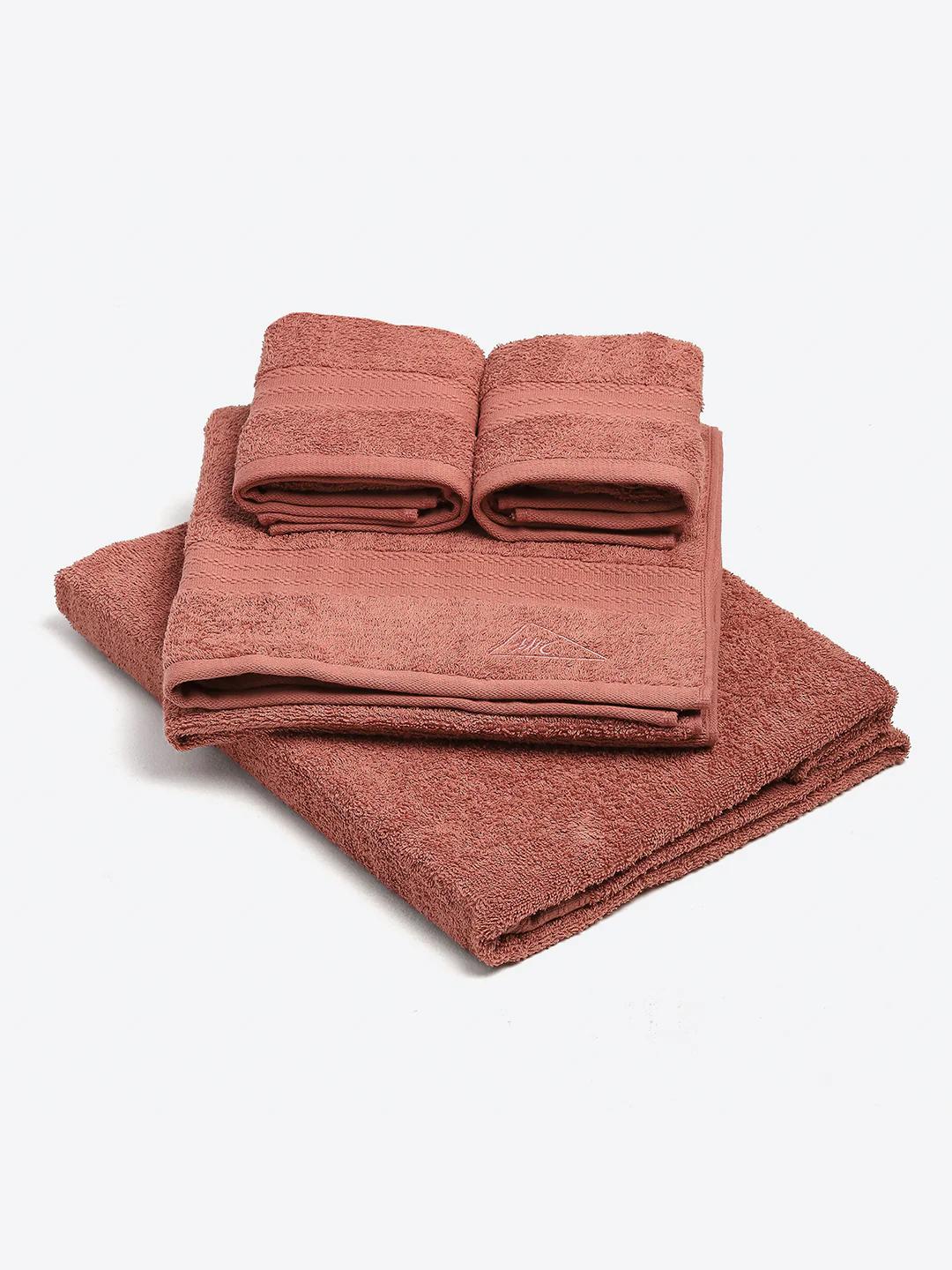 Brown Cotton Solid 380 GSM 2 Bath Towel & 2 Hand Towel - Image 2