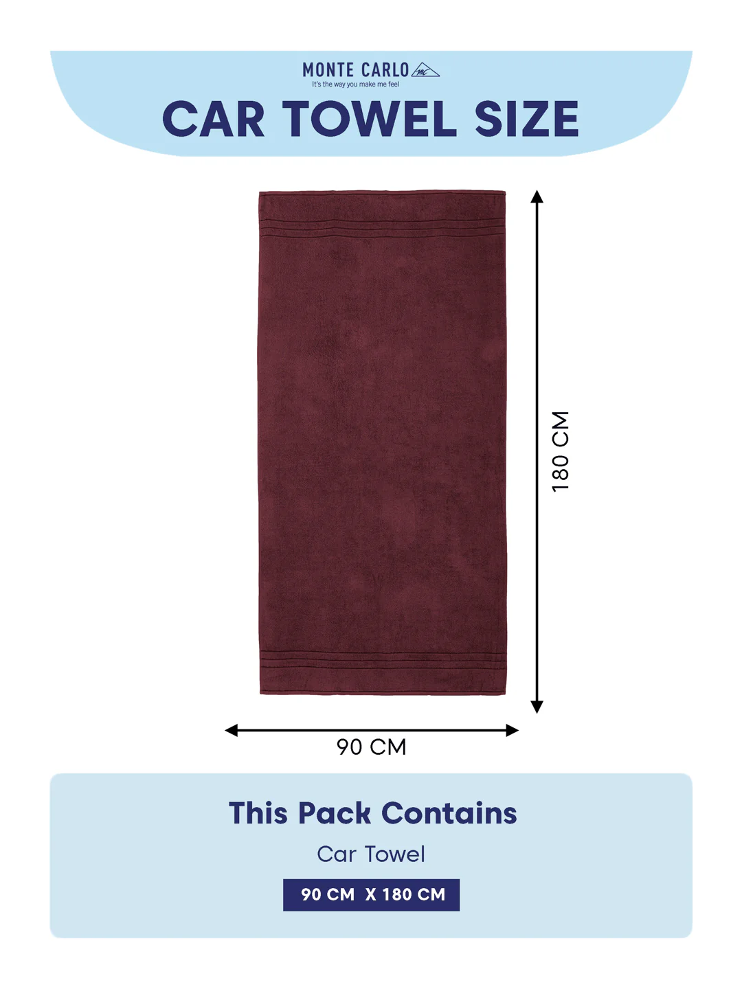 Burgundy Pure Cotton Solid 340 GSM Car Towel 1 Piece (Soho Collection) - Image 7
