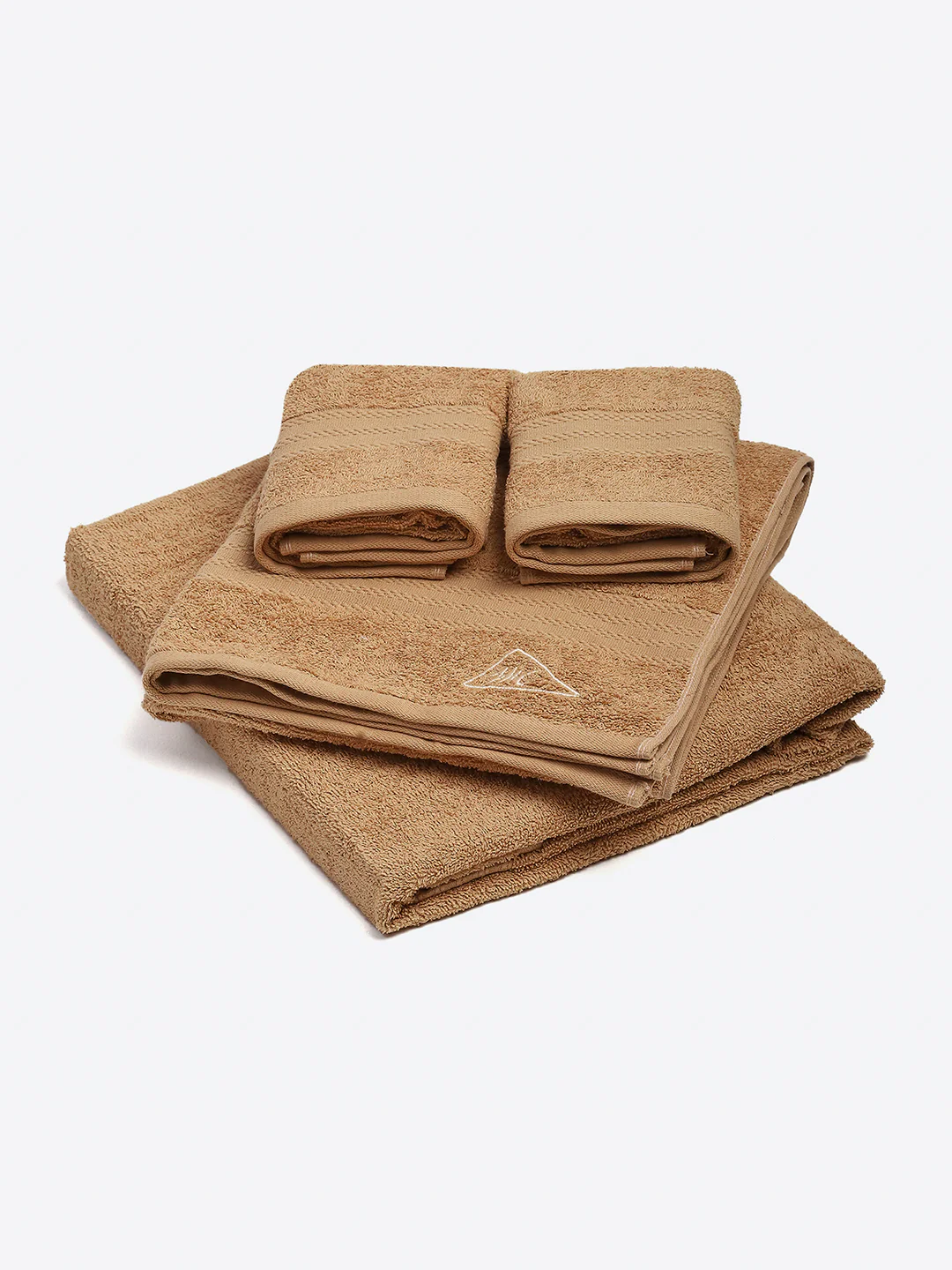Camel Brown Cotton Solid 380 GSM 2 Bath Towel & 2 Hand Towel - Image 2