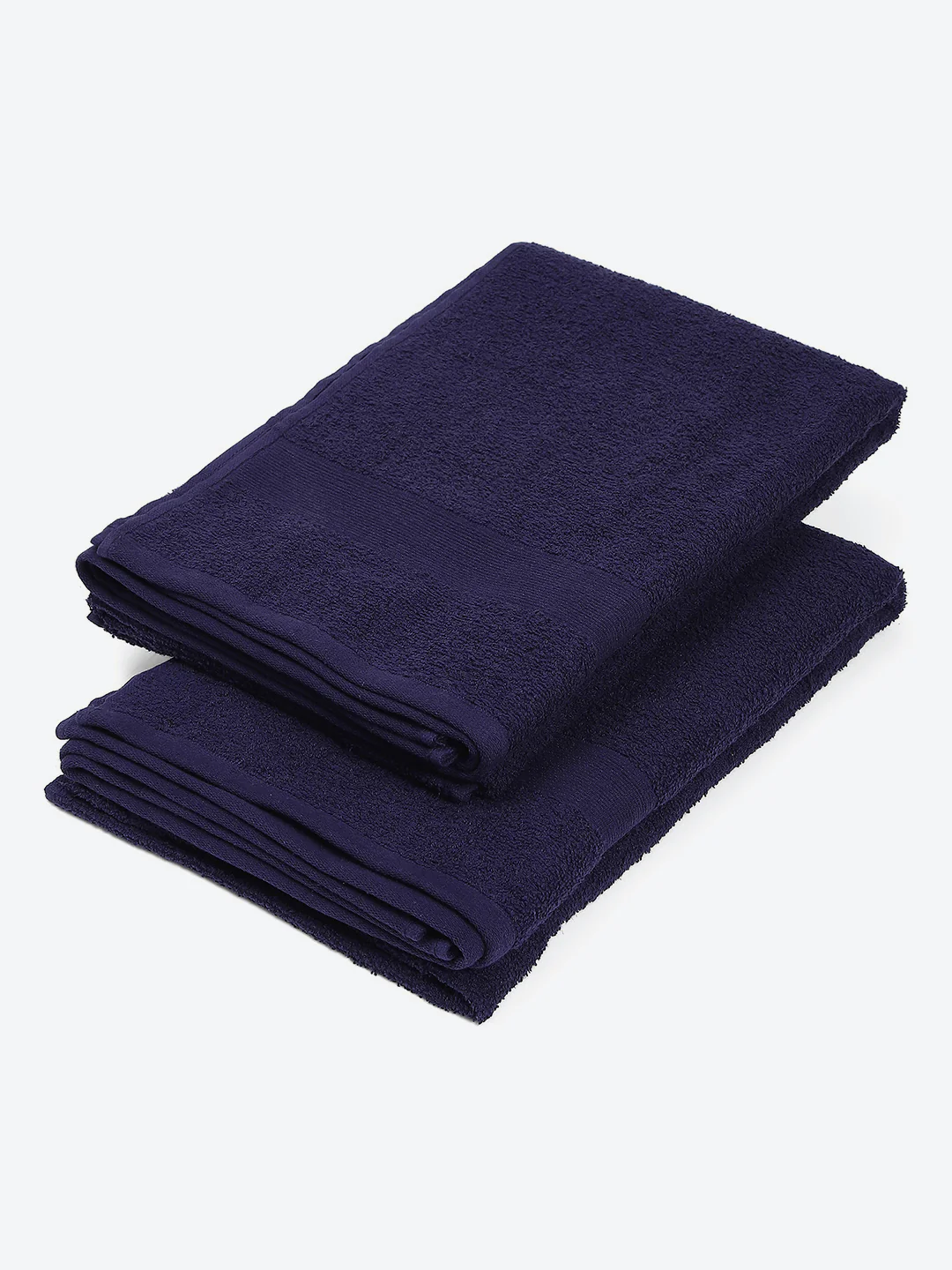 Dark Blue Cotton Solid 380 GSM Bath Towel 2Pc Set (Albella) - Image 2