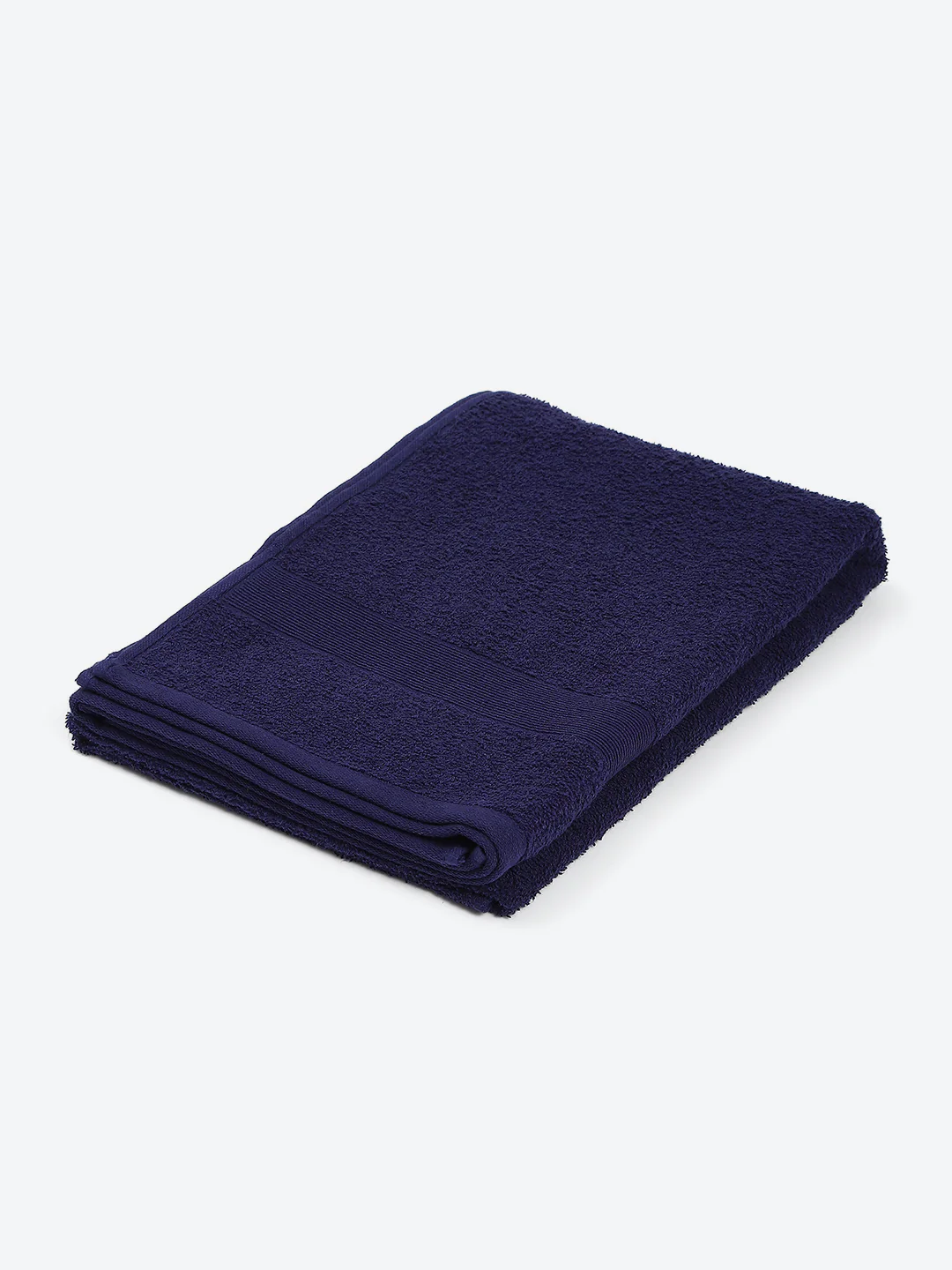 Dark Blue Cotton Solid 380 GSM Bath Towel (Albella) - Image 2