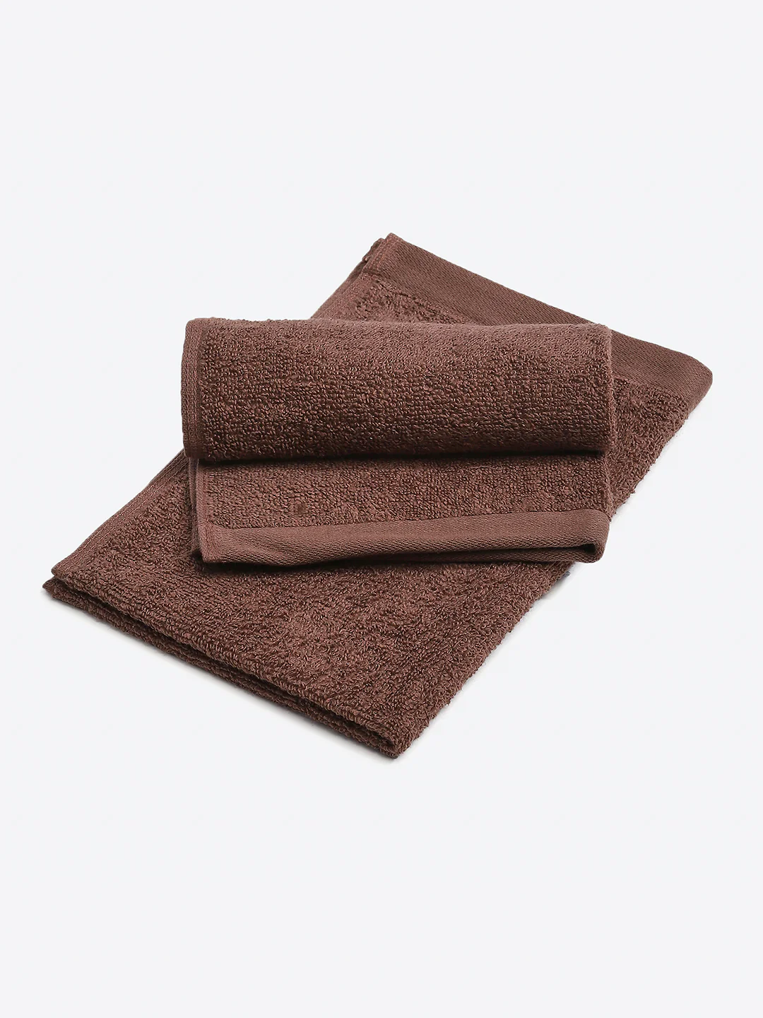 Dark Brown Cotton Solid 350 GSM Hand Towel (Pack of 2) - Image 2