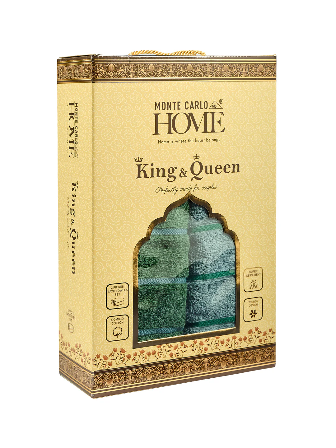Dusty Blue & Green 100% Cotton Solid 480 GSM Bath Towel King & Queen 2 Pc Set Gifting Box Pack - Image 16