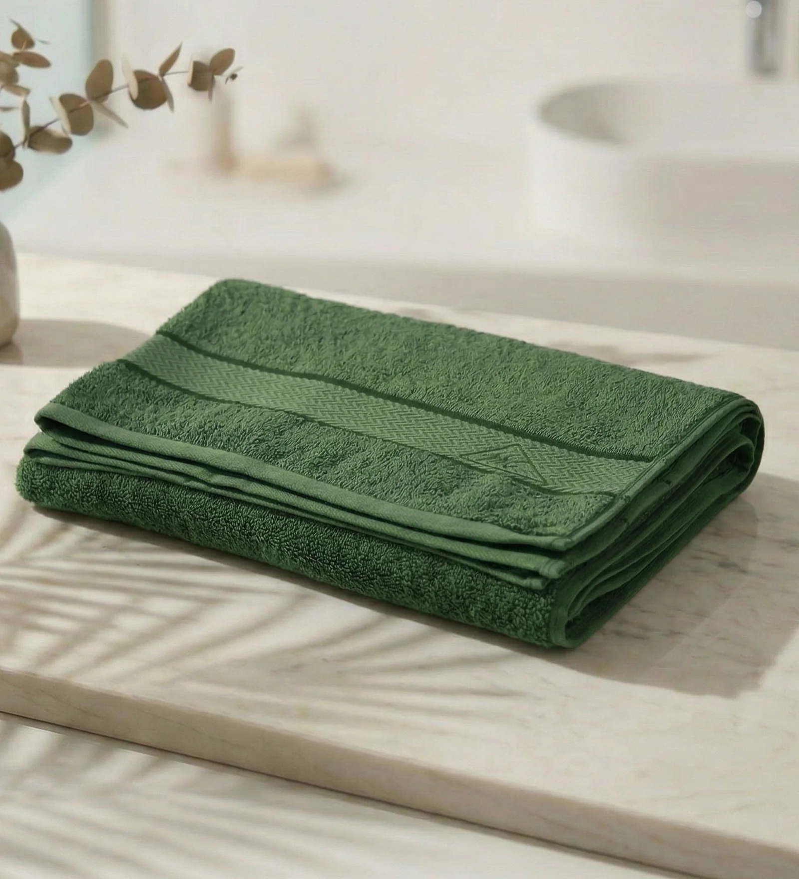 Eden Green Pure Cotton Solid 450 GSM Bath Towel 1 Piece (Oasis Collection) - Image 2