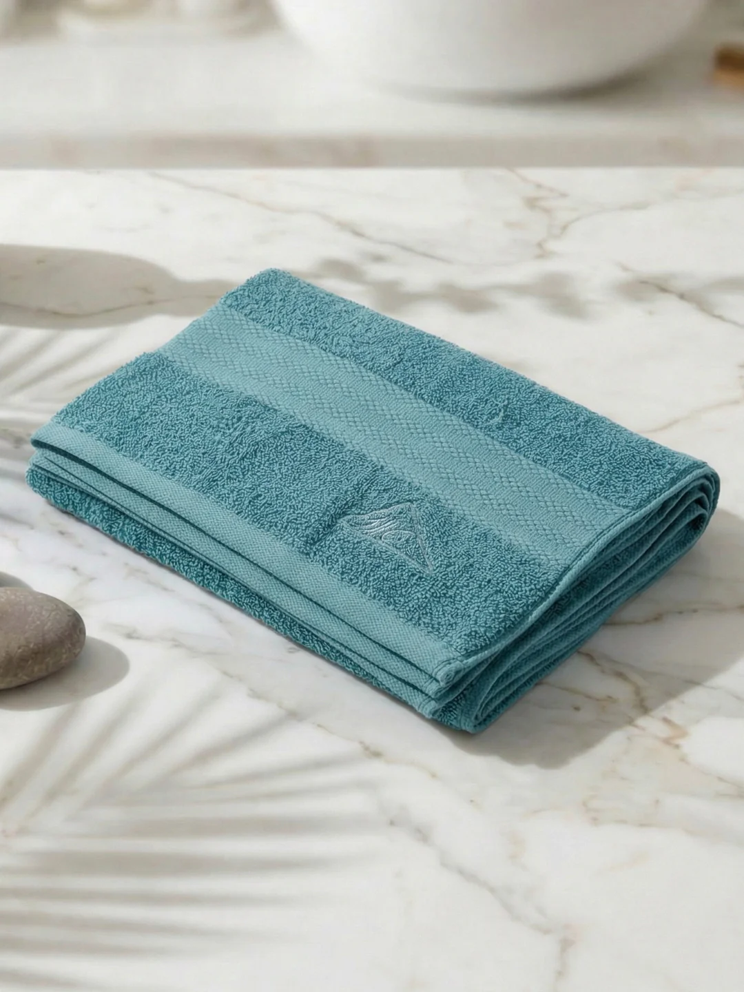 Essential Aqua Blue 100% Cotton Solid 380 GSM Bath Towel Jazz Small 1 Pc Pvc Pack - Image 2
