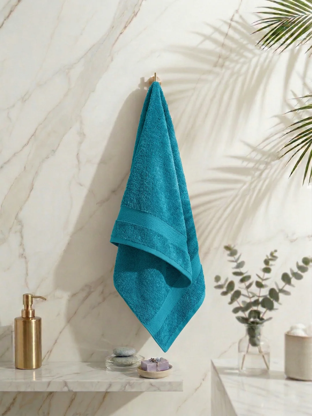 Essential Baltic Blue 100% Cotton Solid 380 GSM Bath Towel Super Charm 1 Pc Pvc Pack - Image 2