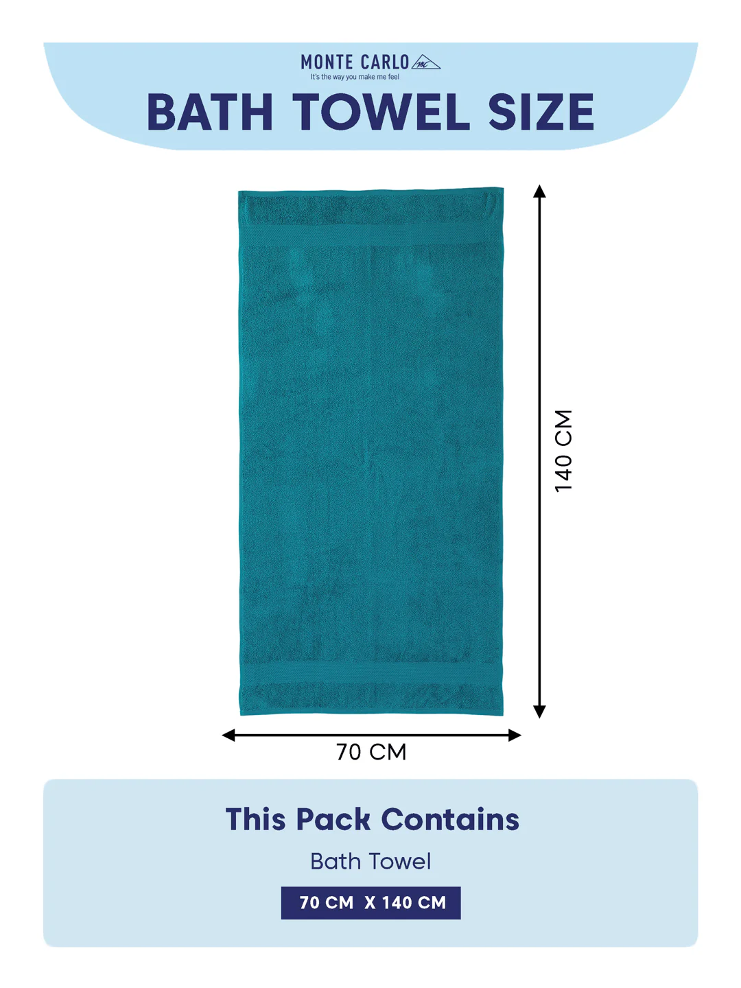 Essential Baltic Blue 100% Cotton Solid 380 GSM Bath Towel Super Charm 1 Pc Pvc Pack - Image 8