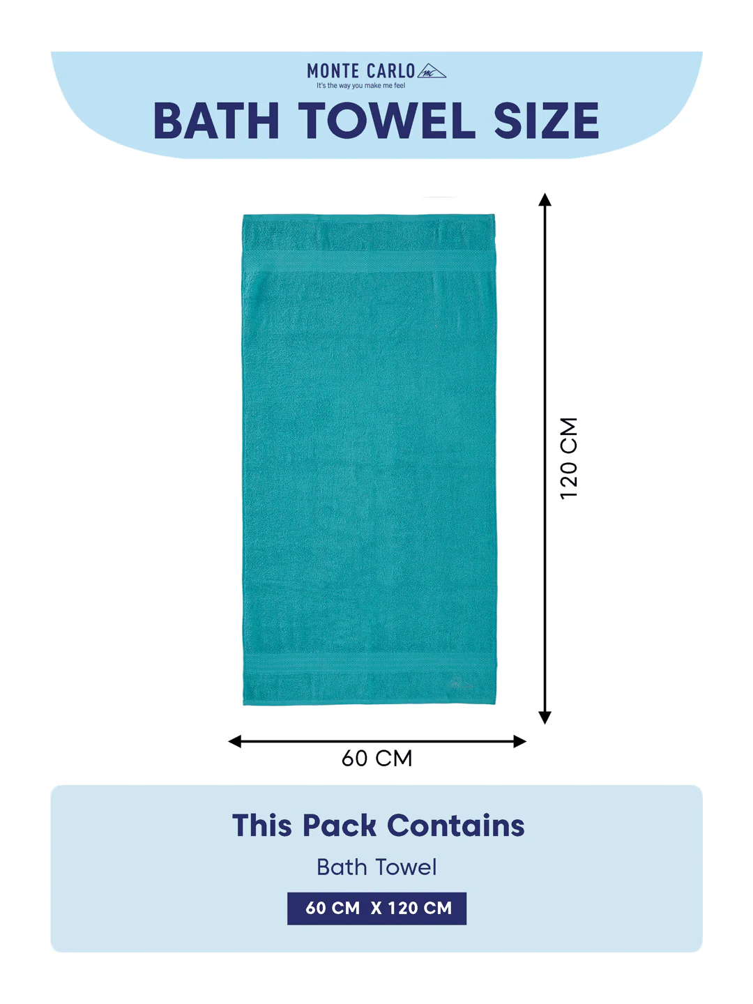 Essential Blue 100% Cotton Solid 380 GSM Bath Towel Jazz Small 1 Pc Pvc Pack - Image 8