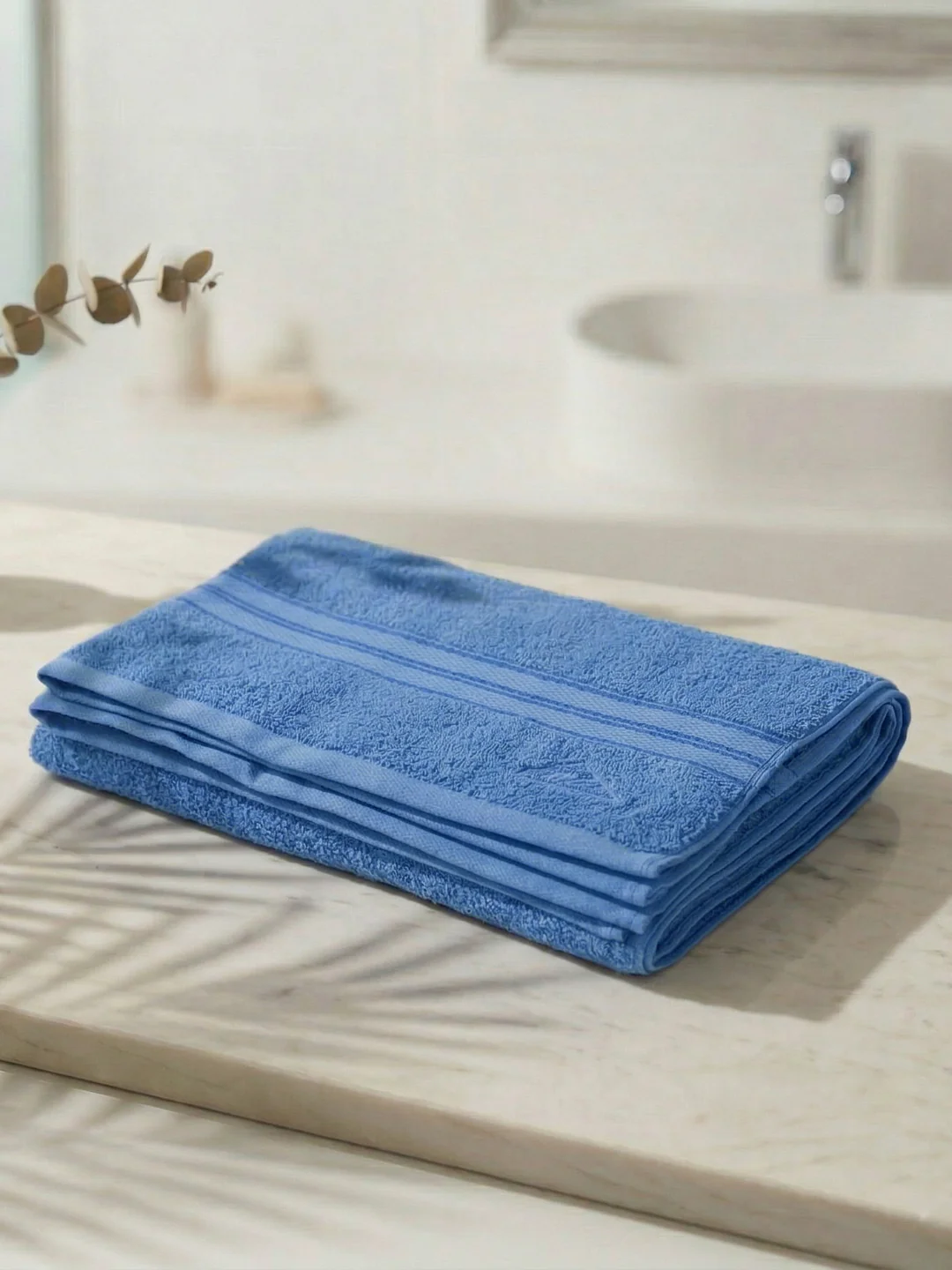 Essential Blue 100% Cotton Solid 400 GSM Bath Towel Jasper 1 Pc Pvc Pack - Image 2