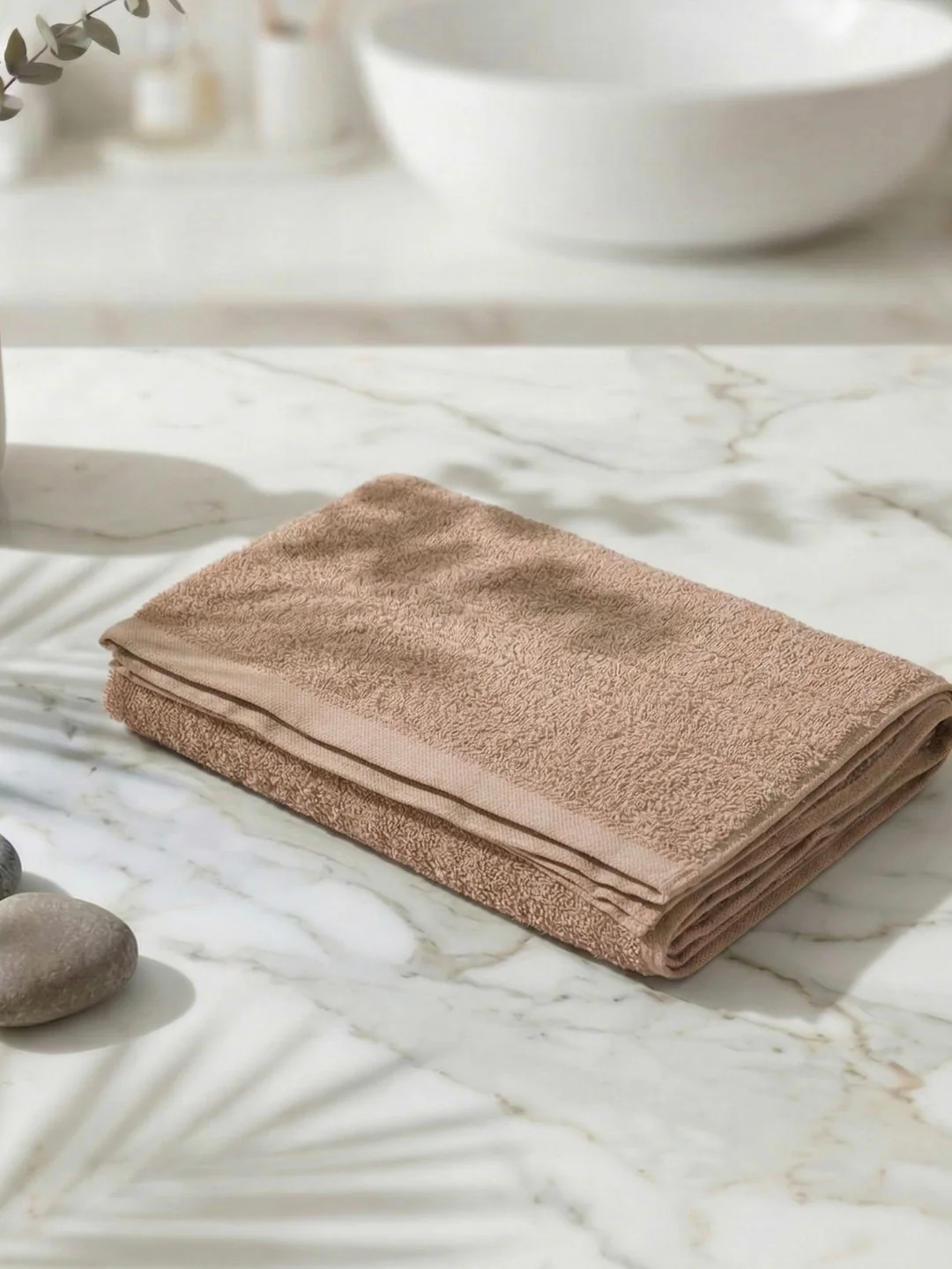 Essential Camel Brown 100% Cotton Solid 340 GSM Bath Towel Soho Small 1 Pc Pvc Pack - Image 2
