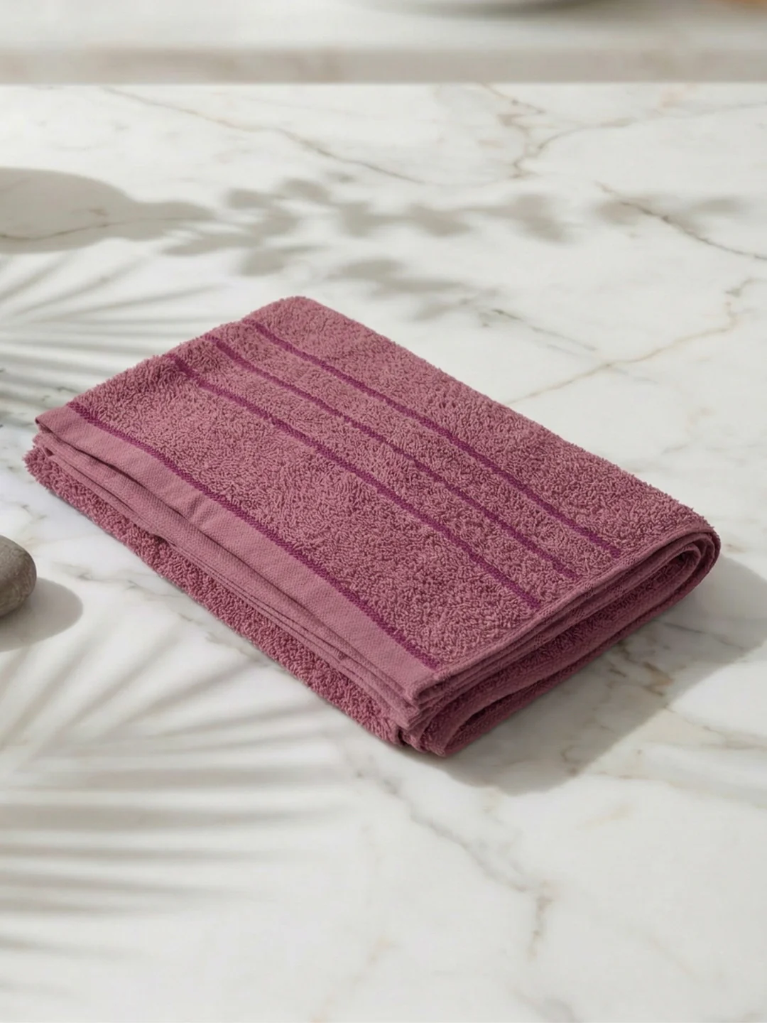 Essential Dusty Rose 100% Cotton Solid 340 GSM Bath Towel Soho Small 1 Pc Pvc Pack - Image 2