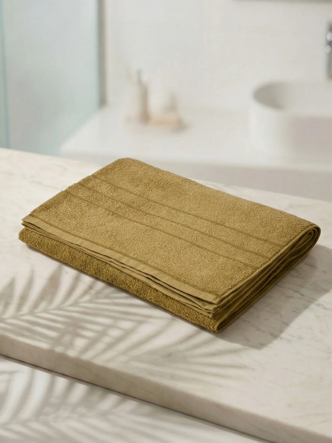 Essential Khaki 100% Cotton Solid 340 GSM Bath Towel Soho 1 Pc Pvc Pack - Image 2