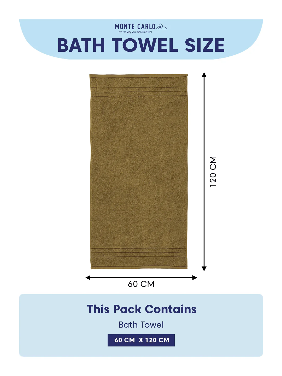 Essential Khaki 100% Cotton Solid 340 GSM Bath Towel Soho Small 1 Pc Pvc Pack - Image 8