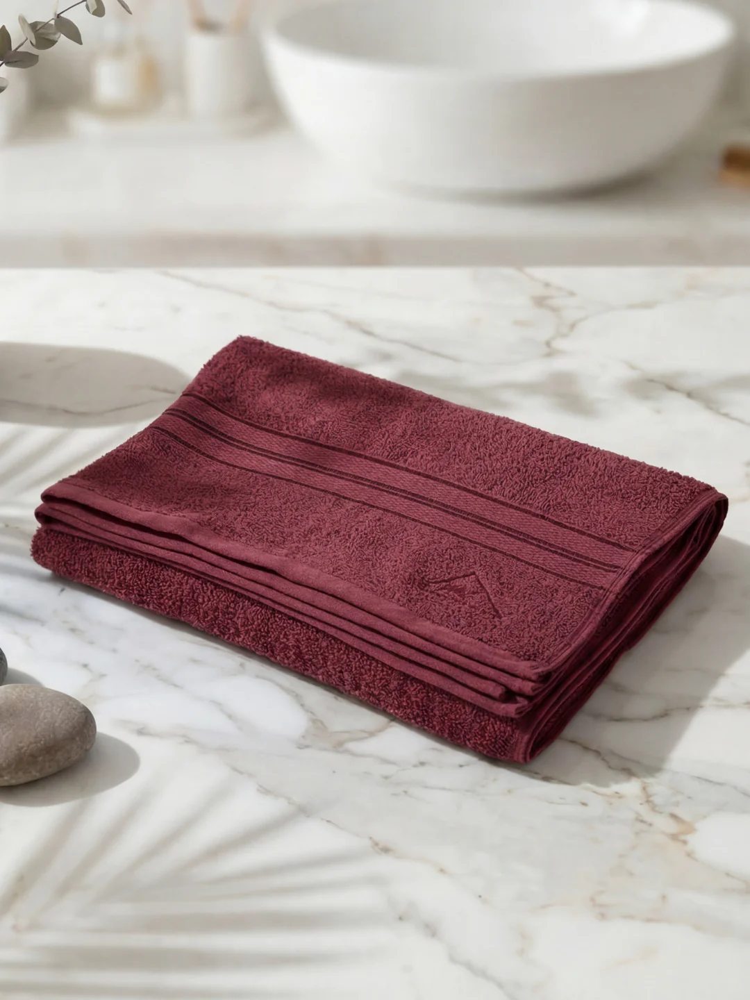 Essential Maroon 100% Cotton Solid 400 GSM Bath Towel Jasper 1 Pc Pvc Pack - Image 2