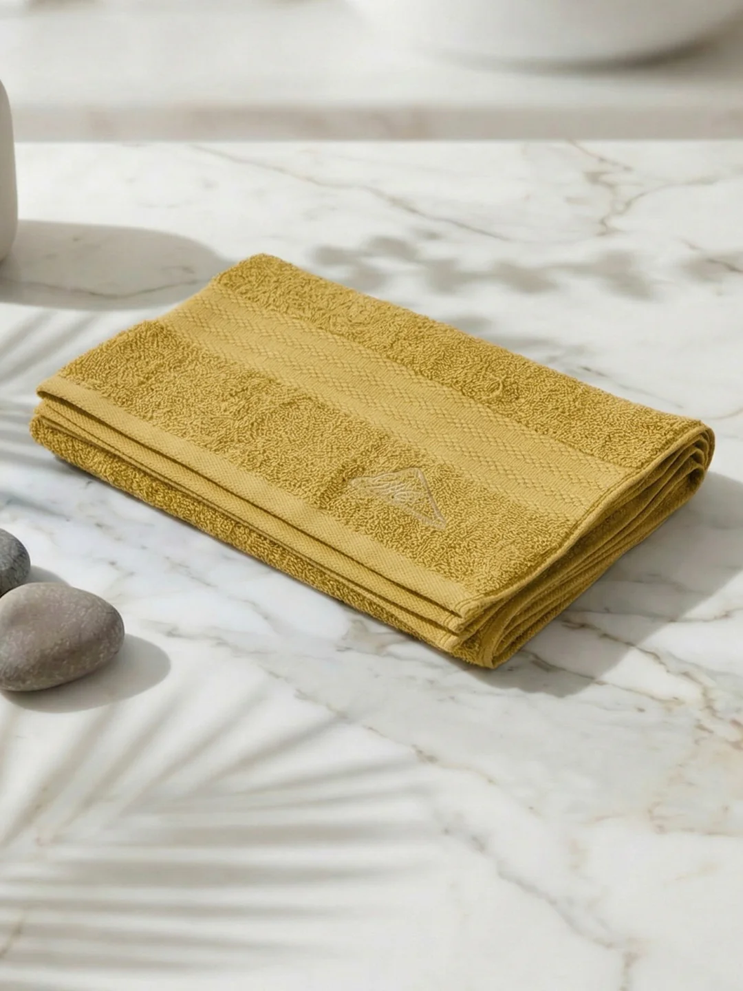 Essential Mustard Yellow 100% Cotton Solid 380 GSM Bath Towel Jazz Small 1 Pc Pvc Pack - Image 2