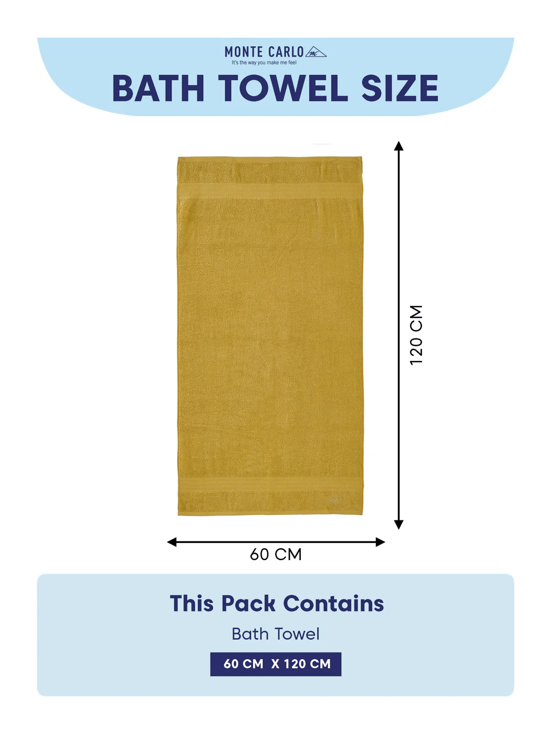 Essential Mustard Yellow 100% Cotton Solid 380 GSM Bath Towel Jazz Small 1 Pc Pvc Pack - Image 8
