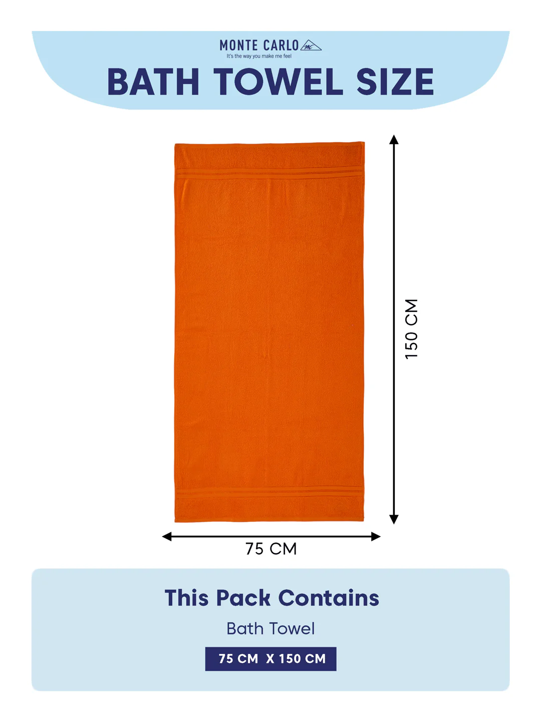 Essential Orange 100% Cotton Solid 400 GSM Bath Towel Jasper 1 Pc Pvc Pack - Image 8