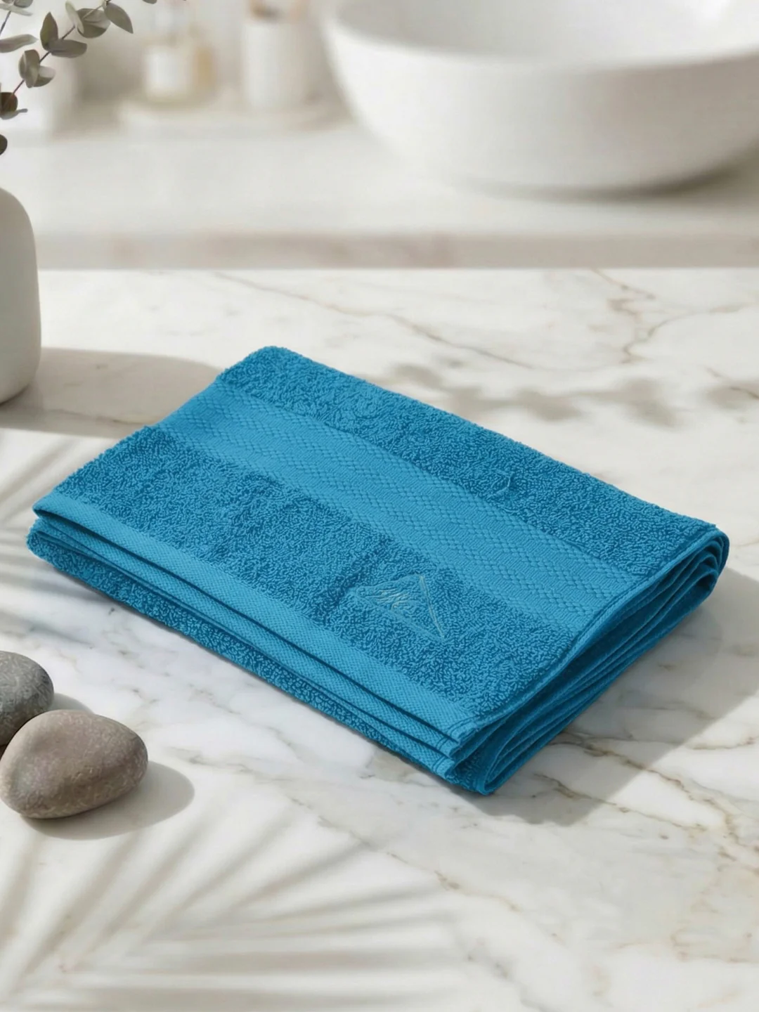 Essential Peacock Blue 100% Cotton Solid 380 GSM Bath Towel Jazz Small 1 Pc Pvc Pack - Image 2
