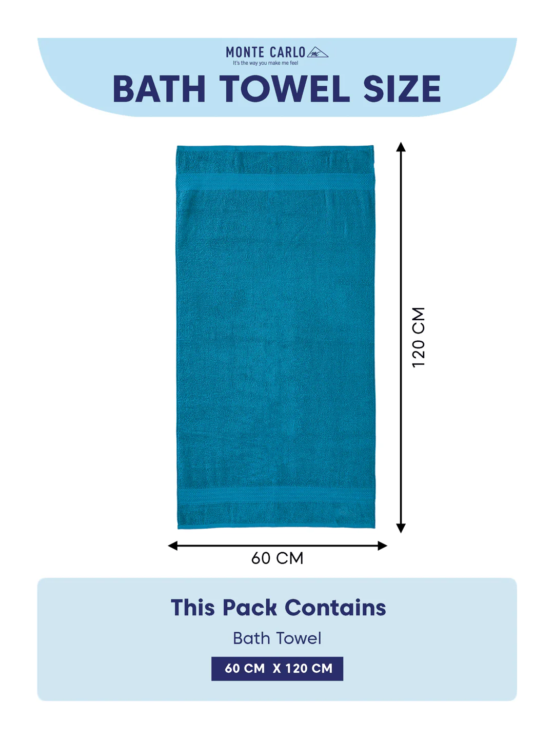 Essential Peacock Blue 100% Cotton Solid 380 GSM Bath Towel Jazz Small 1 Pc Pvc Pack - Image 8