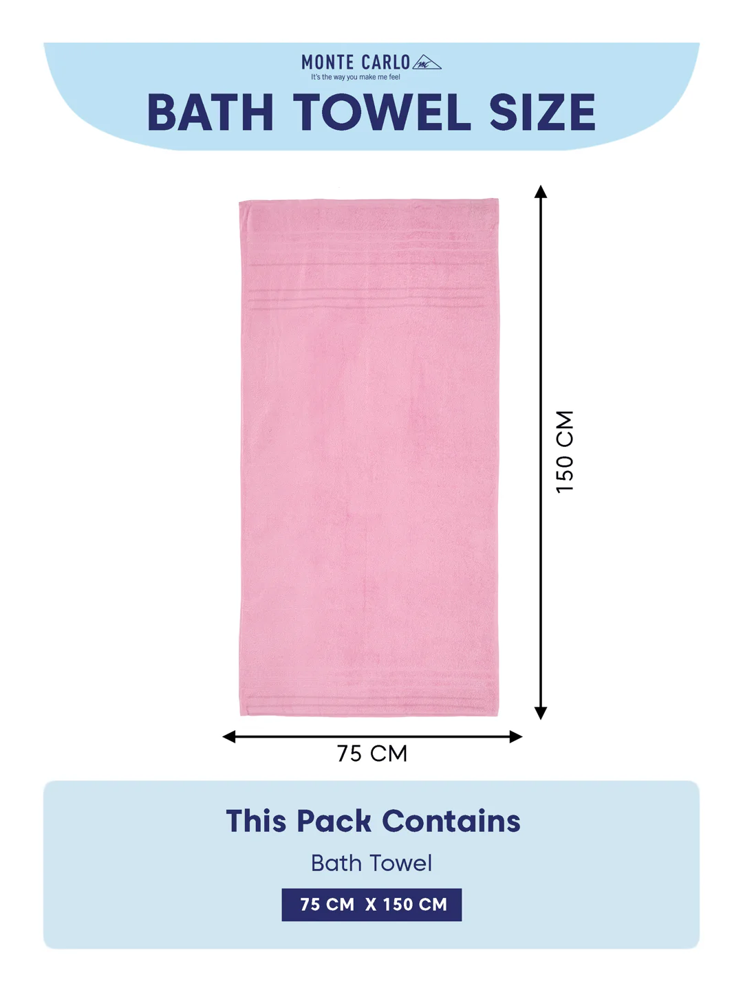 Essential Pink 100% Cotton Solid 340 GSM Bath Towel Soho 1 Pc Pvc Pack - Image 8