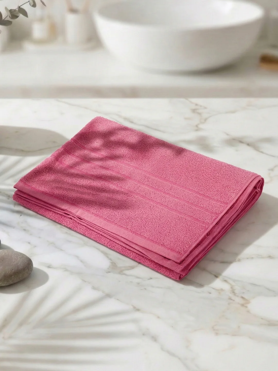 Essential Pink 100% Cotton Solid 340 GSM Bath Towel Soho 1 Pc Pvc Pack - Image 2
