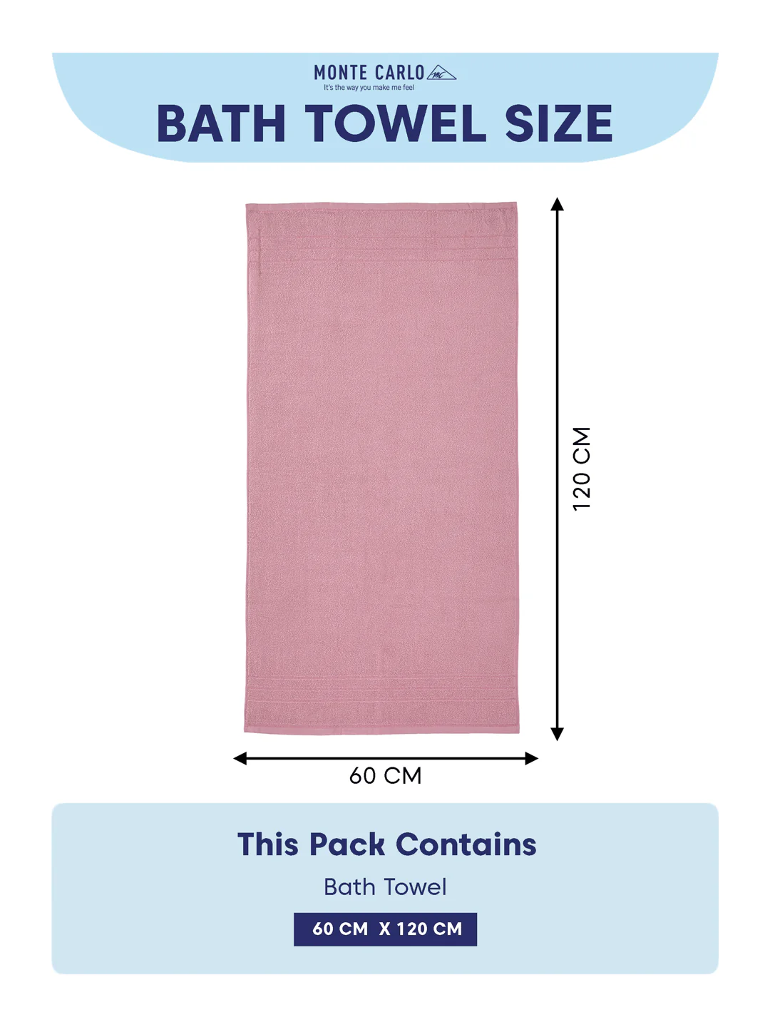 Essential Pink 100% Cotton Solid 340 GSM Bath Towel Soho Small 1 Pc Pvc Pack - Image 8