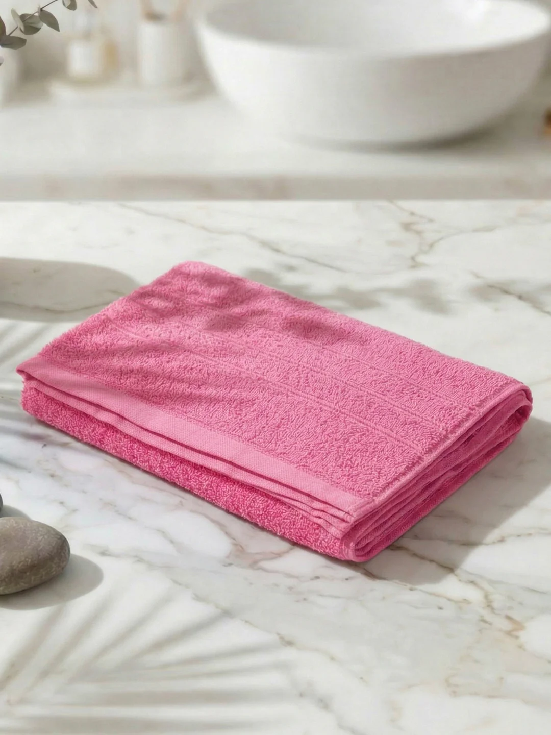 Essential Pink 100% Cotton Solid 340 GSM Bath Towel Soho Small 1 Pc Pvc Pack - Image 2
