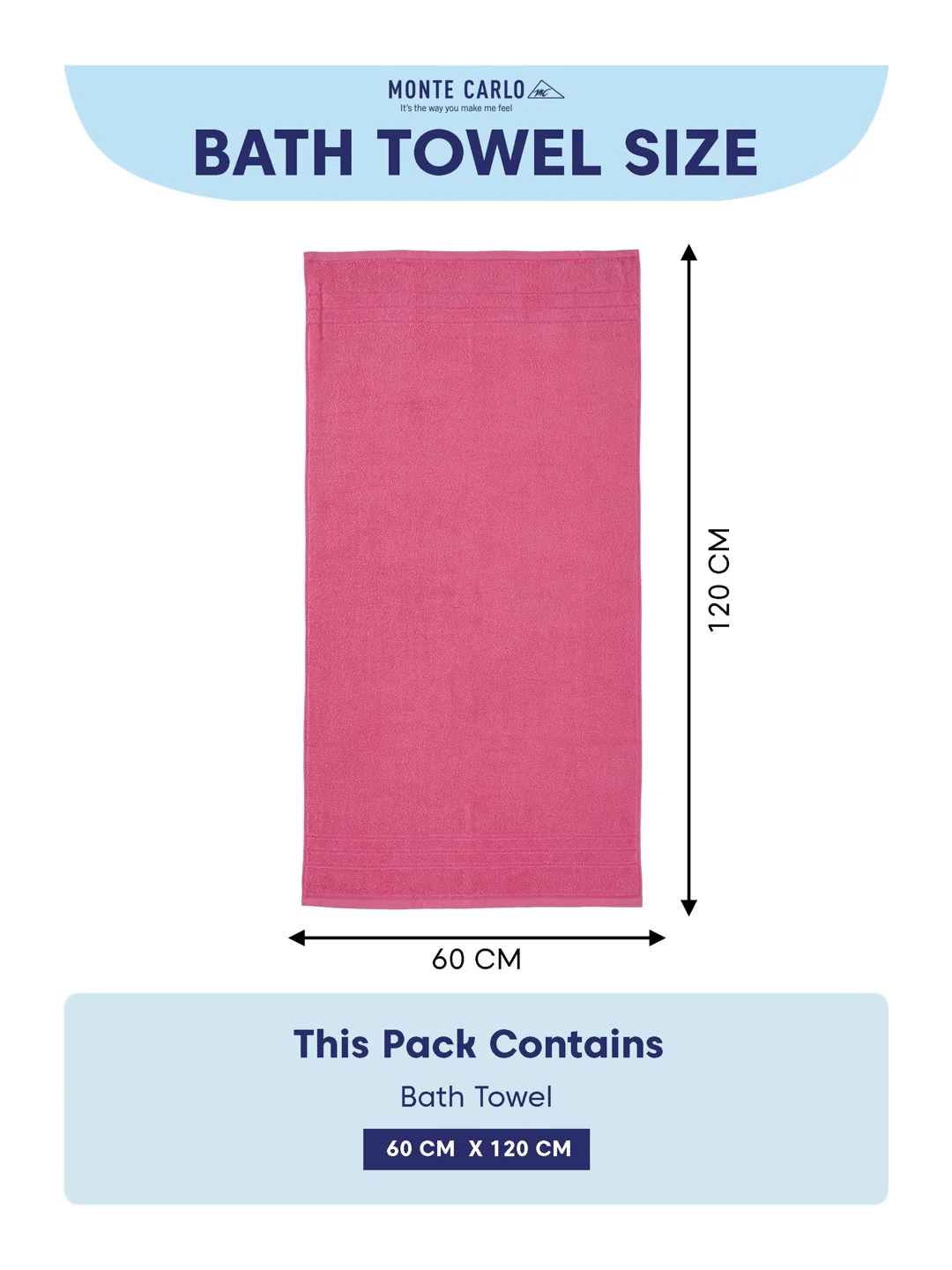 Essential Pink 100% Cotton Solid 340 GSM Bath Towel Soho Small 1 Pc Pvc Pack - Image 8