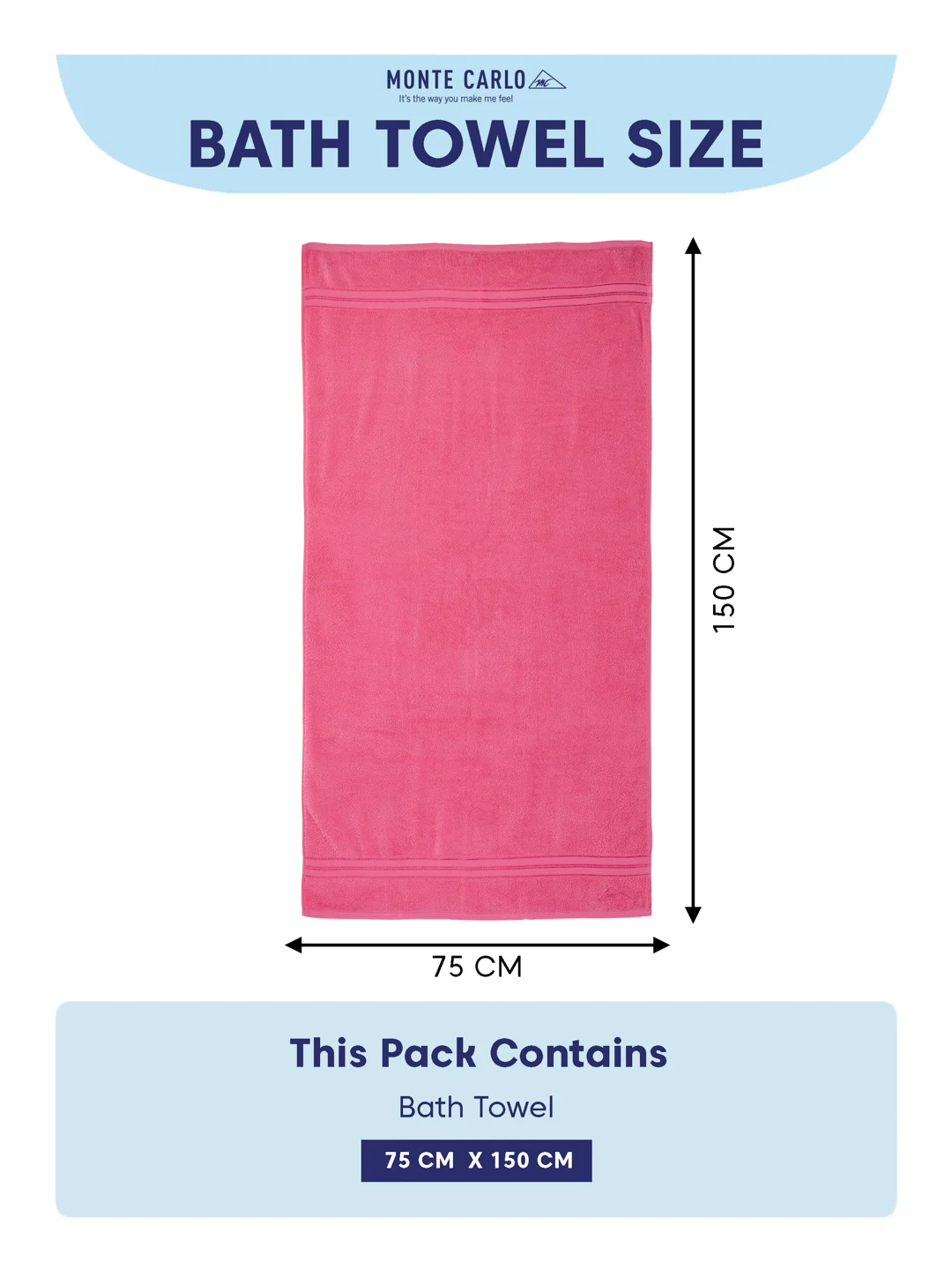 Essential Pink 100% Cotton Solid 400 GSM Bath Towel Jasper 1 Pc Pvc Pack - Image 8